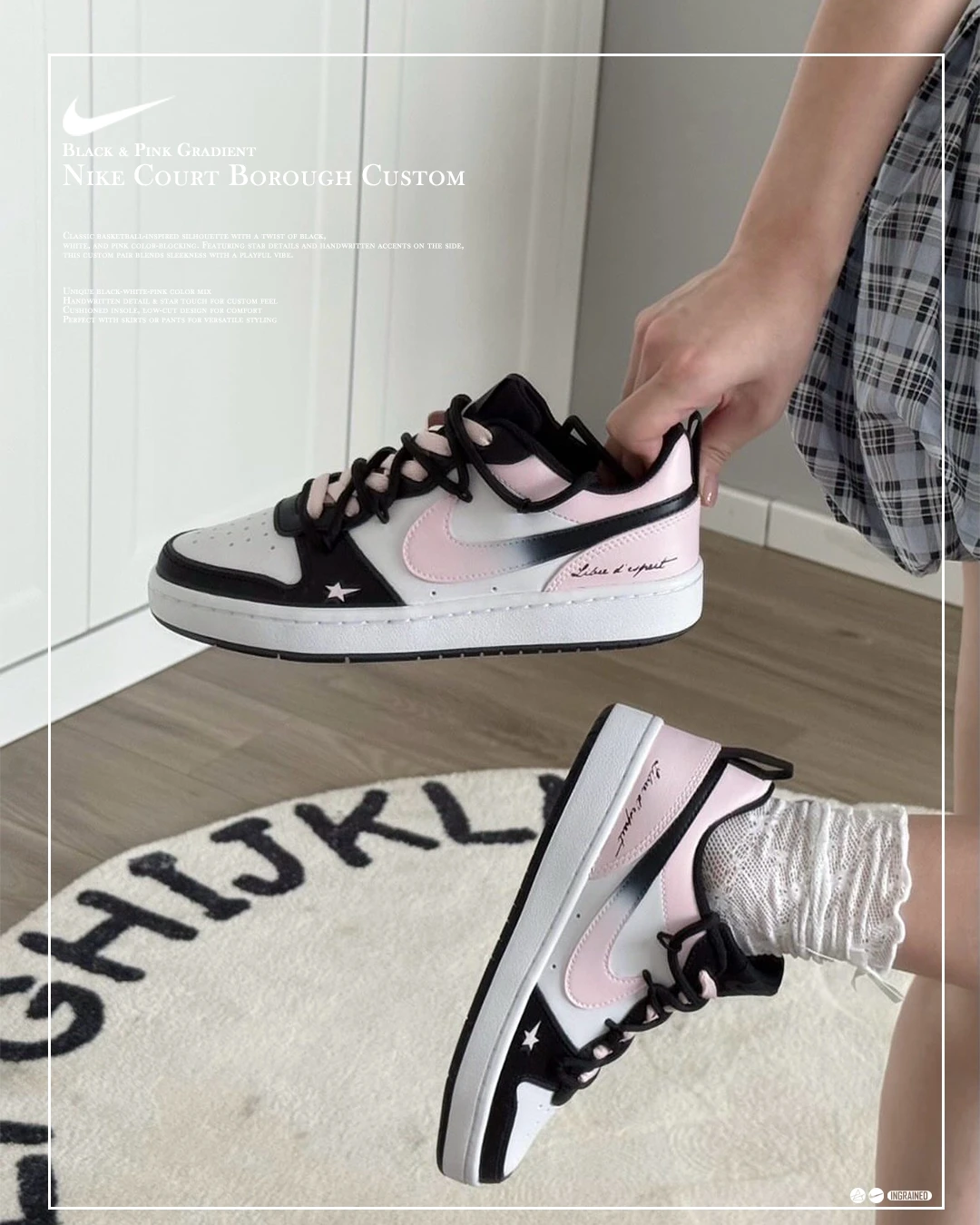 ✨ Nike Court Borough 訂製款｜黑粉幻變