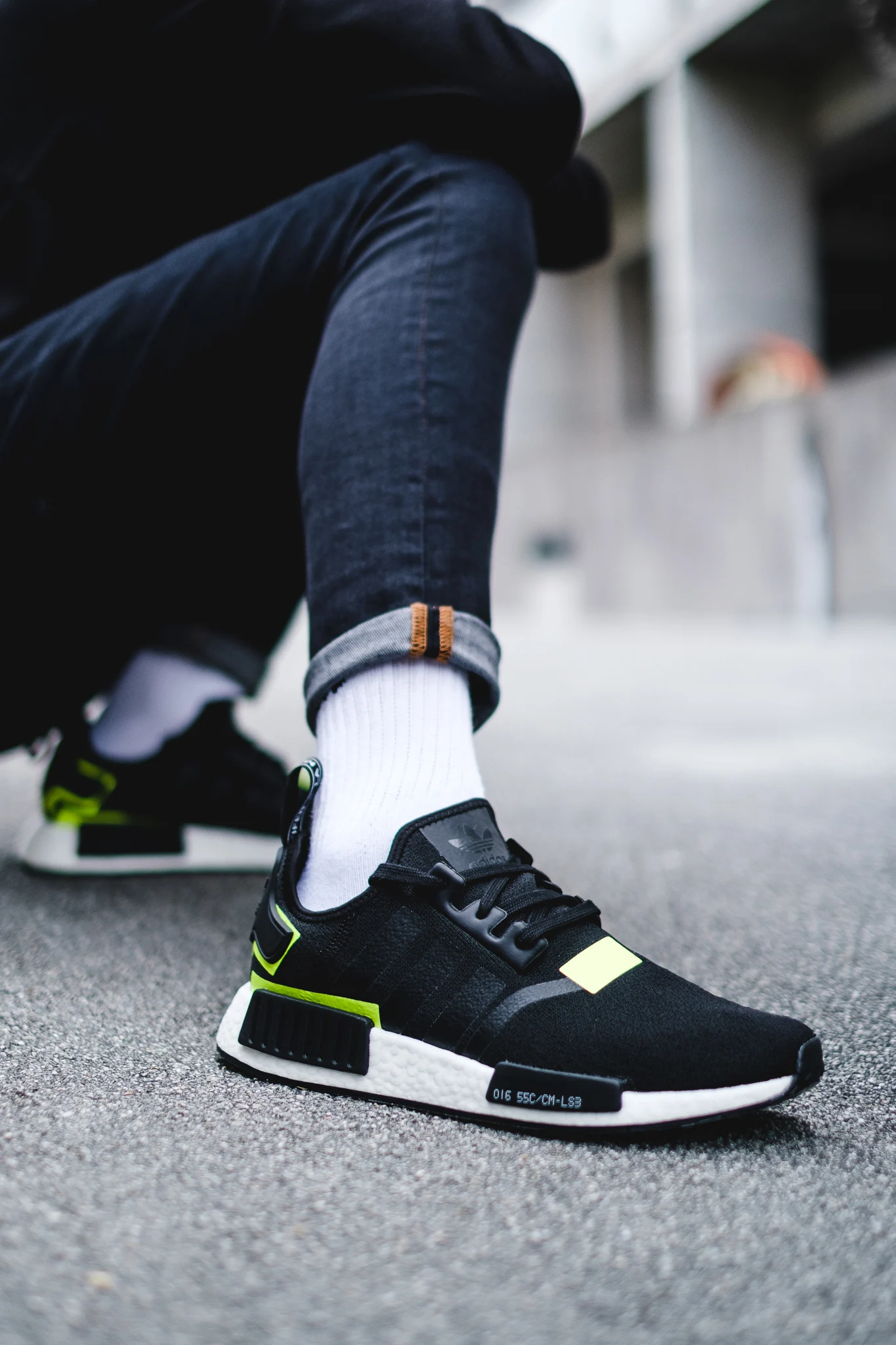 INGRAINED｜Adidas NMD R1 Black 黑 螢光綠 彩色拼接黑電光 色塊 慢跑鞋 休閒鞋 BD7751