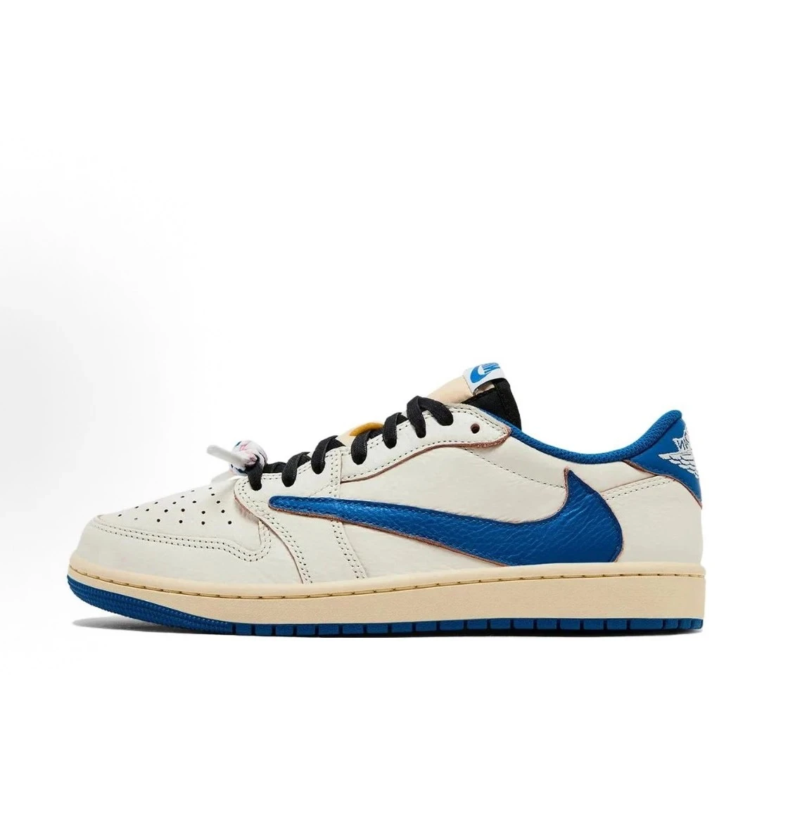 INGRAINED｜Travis Scott x Fragment x Air Jordan 1 Low "Sail Military Blue" 三方聯名 藤原浩 閃電倒鉤 低筒鞋 2.0 DM7866-104