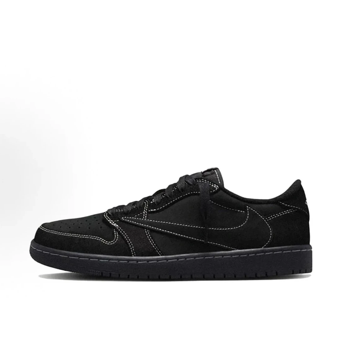 INGRAINED｜Travis Scott x Air Jordan 1 Low OG SP「Black Phantom」全黑 倒鉤 黑武士 低筒休閒鞋 DM7866-001