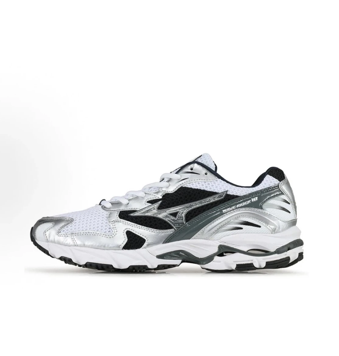 INGRAINED｜Mizuno Wave Rider 10 美津濃 白銀 黑色 休閒鞋  D1GA210405