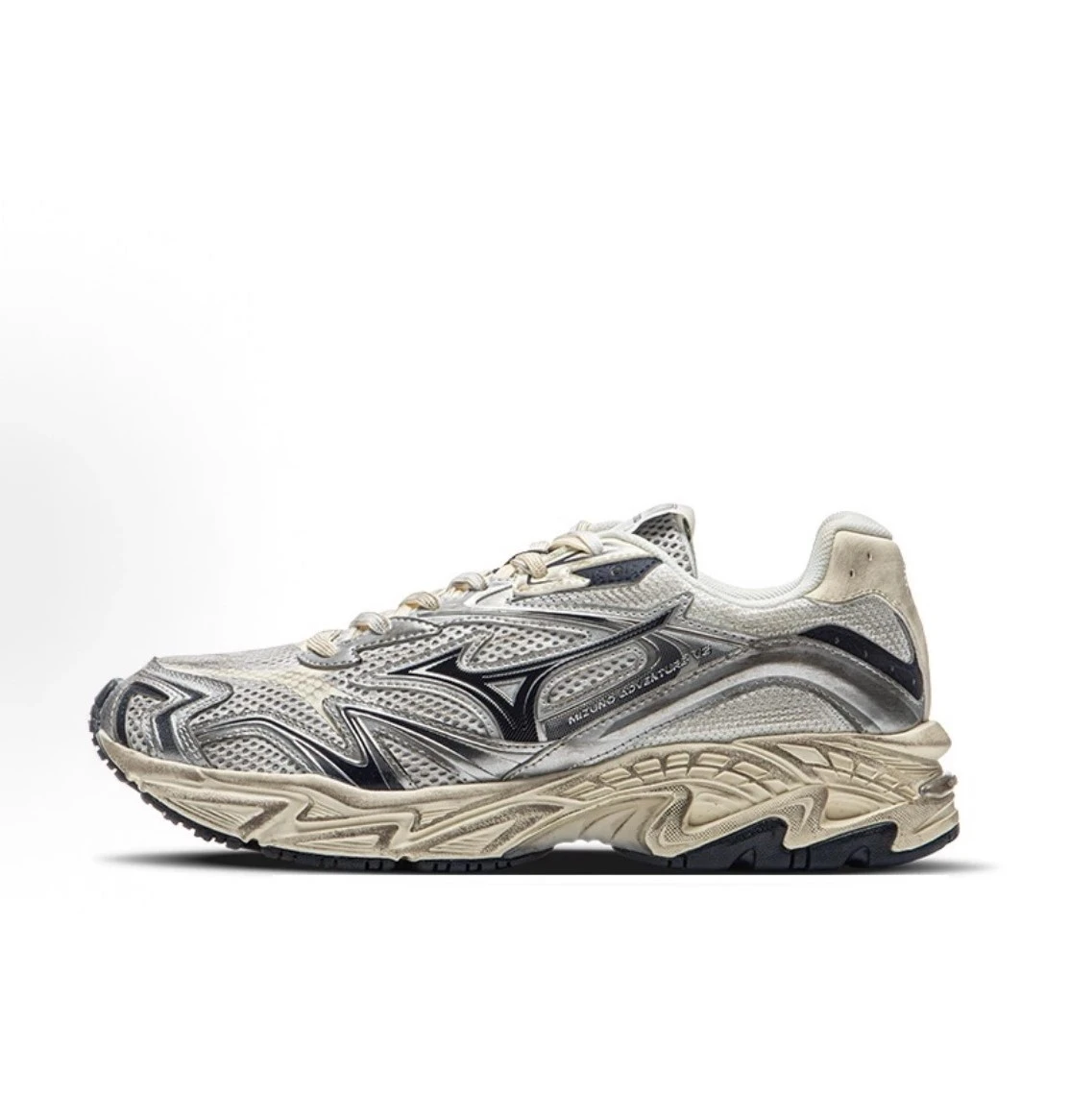 INGRAINED｜Mizuno ADVENTURE V2 美津濃 Y2K 復古 減震耐磨 奶油銀 米銀 慢跑鞋 老爹鞋 D1GH250304