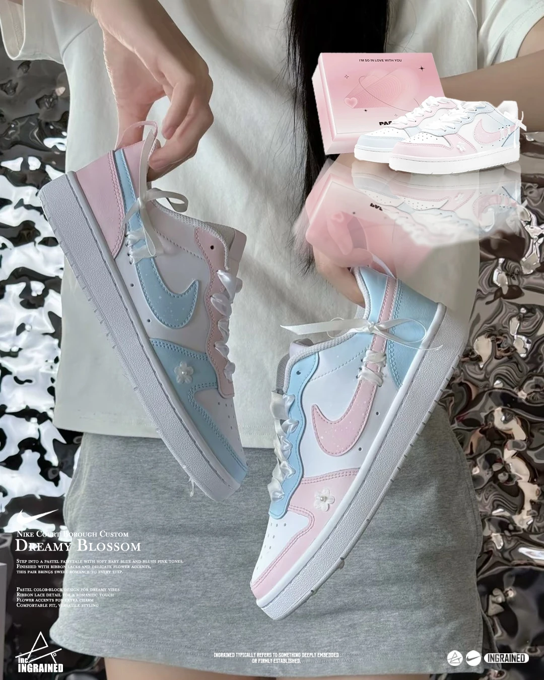 🌸 Nike Court Borough 訂製款｜摯愛夢裡花