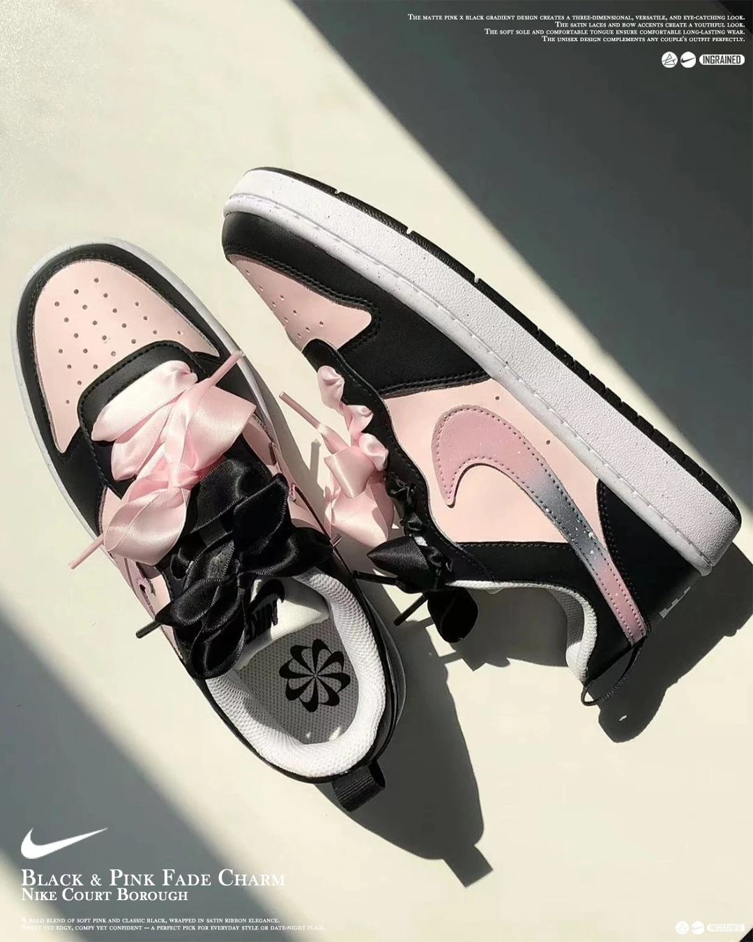 🎀 Nike Court Borough 訂製款 ｜ 黑粉漸變