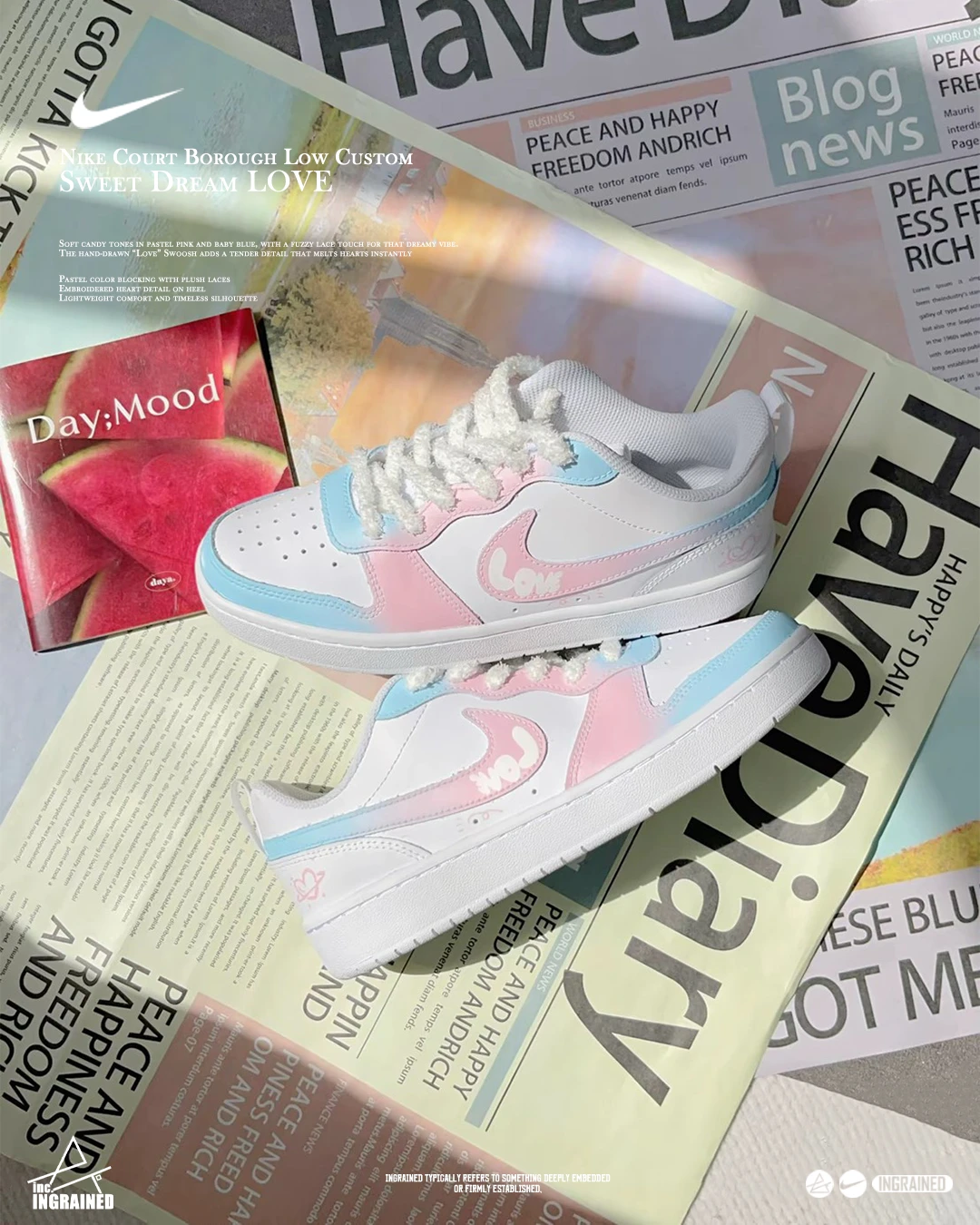 💞 Nike Court Borough Low 訂製款｜甜夢 LOVE 🍬
