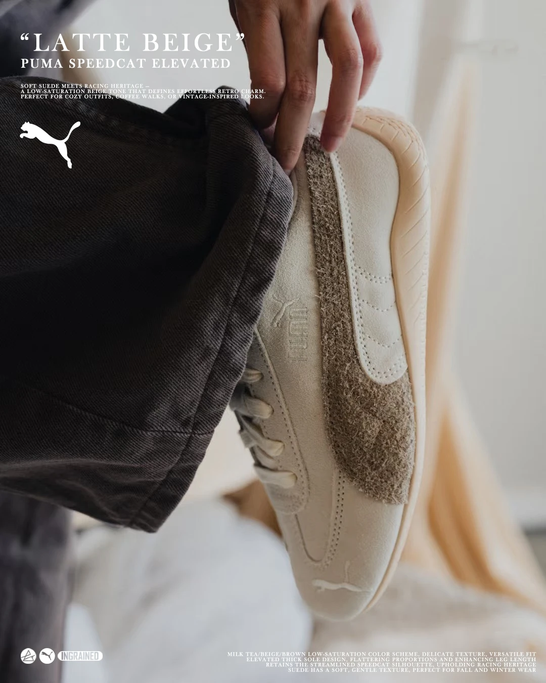 INGRAINED｜PUMA SPEEDCAT ELEVATED 暖白色椰奶配色 賽車鞋 403619-01