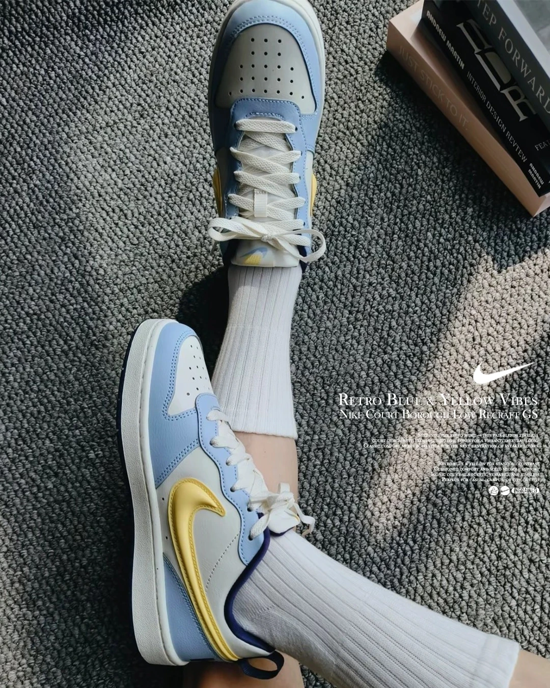 INGRAINED｜ Nike Court Borough Low Recraft GS 藍黃復古魅力 IM6698