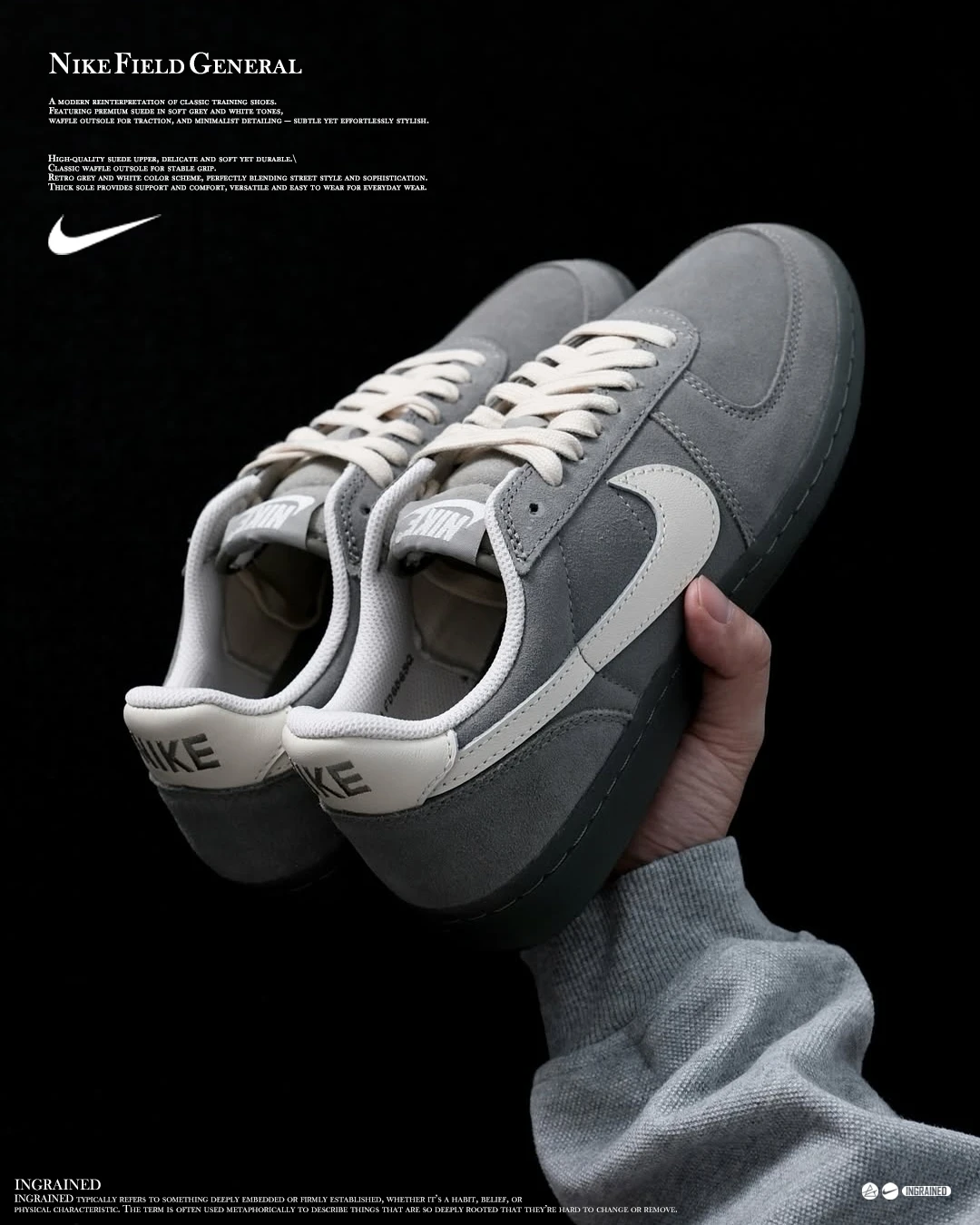 INGRAINED｜Nike Field General 麂皮灰白 復古德訓 IF0666-300