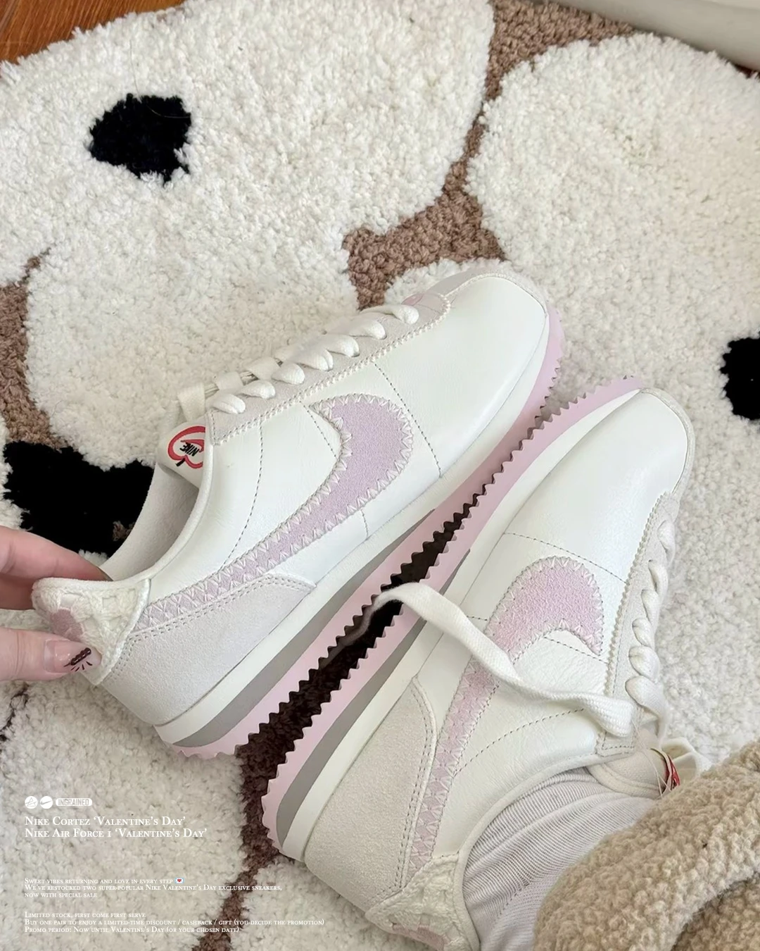 INGRAINED｜NIKE CORTEZ 'Valentine's Day' 情人節限定 白粉 復古 麂皮 阿甘鞋 HV6012-161