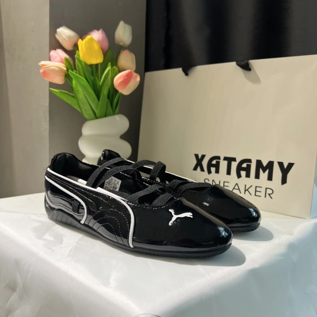 INGRAINED｜Puma Ballet 芭蕾舞鞋 漆皮 亮面 黑色 珠光 白線 人魚白 404263-01