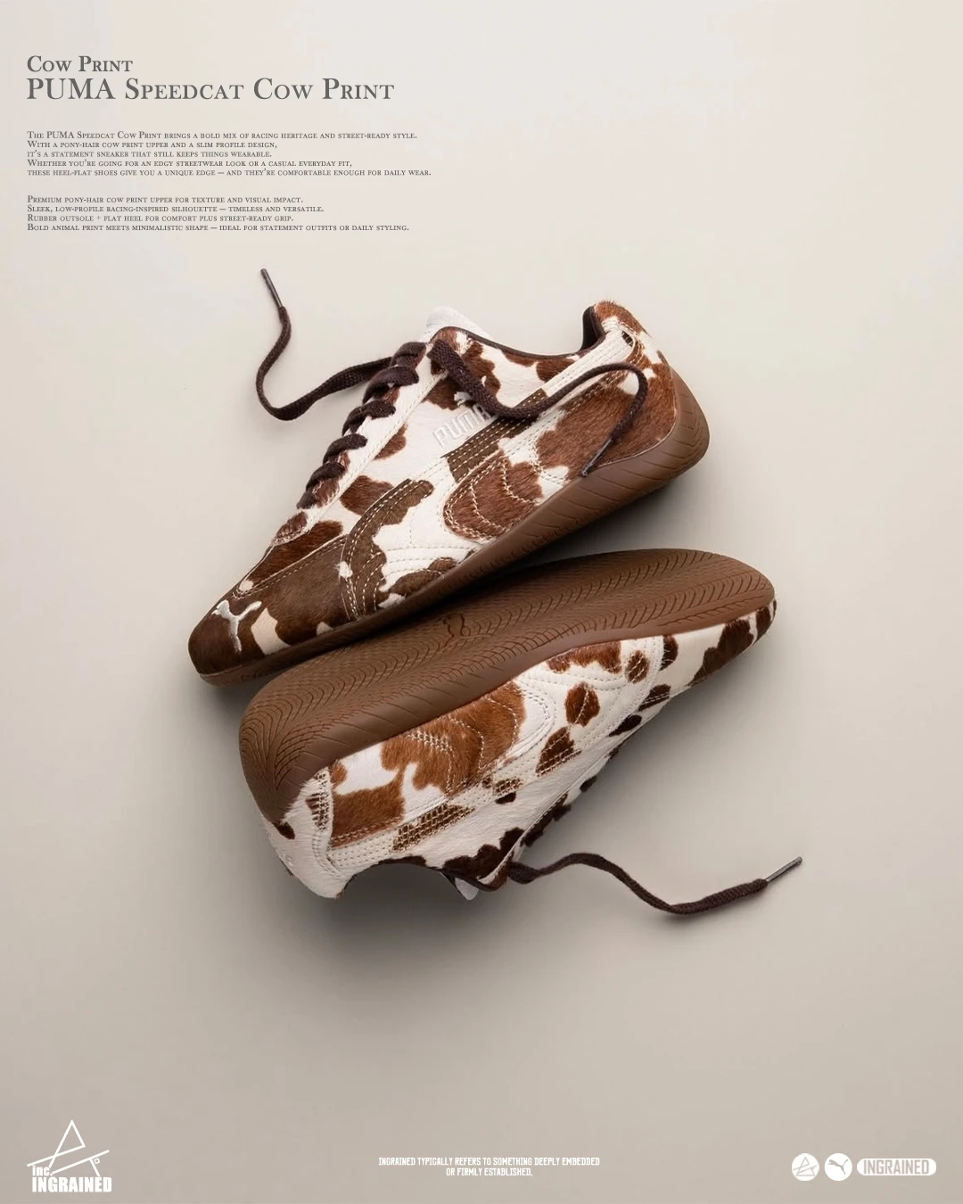 INGRAINED｜Puma Speedcat "Cow Print" 賽車鞋 馬鬃毛 薄底 乳牛 Cow 406141-01