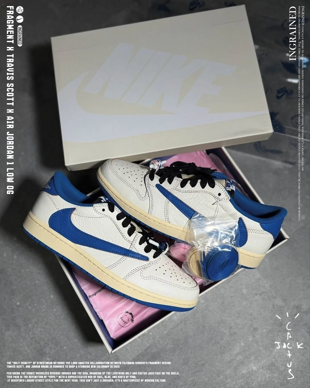 INGRAINED｜Fragment x Travis Scott x Air Jordan 1 Low OG DM7866-104