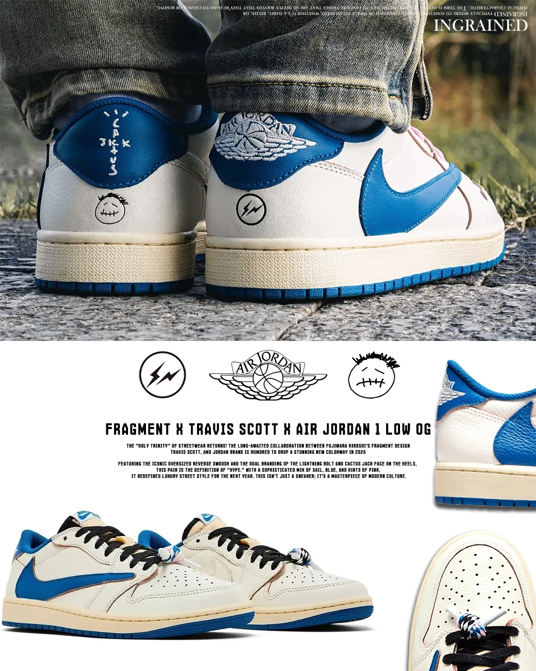 INGRAINED｜Fragment x Travis Scott x Air Jordan 1 Low OG DM7866-104