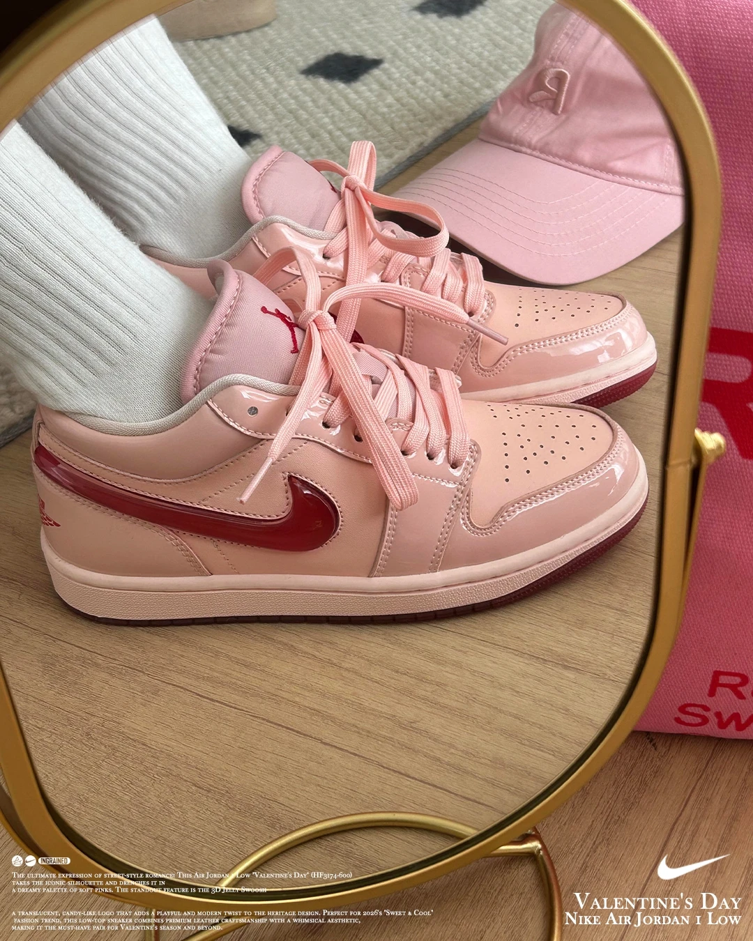INGRAINED｜Nike Air Jordan 1 Low Valentine's Day 粉紅果凍勾情人節  HF3174-600