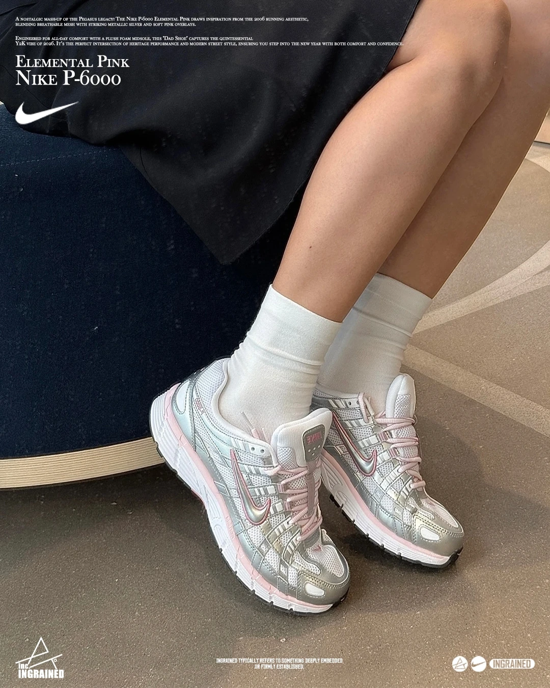 INGRAINED｜Nike P-6000 Elemental Pink 白銀粉 老爹鞋 BV1021-108
