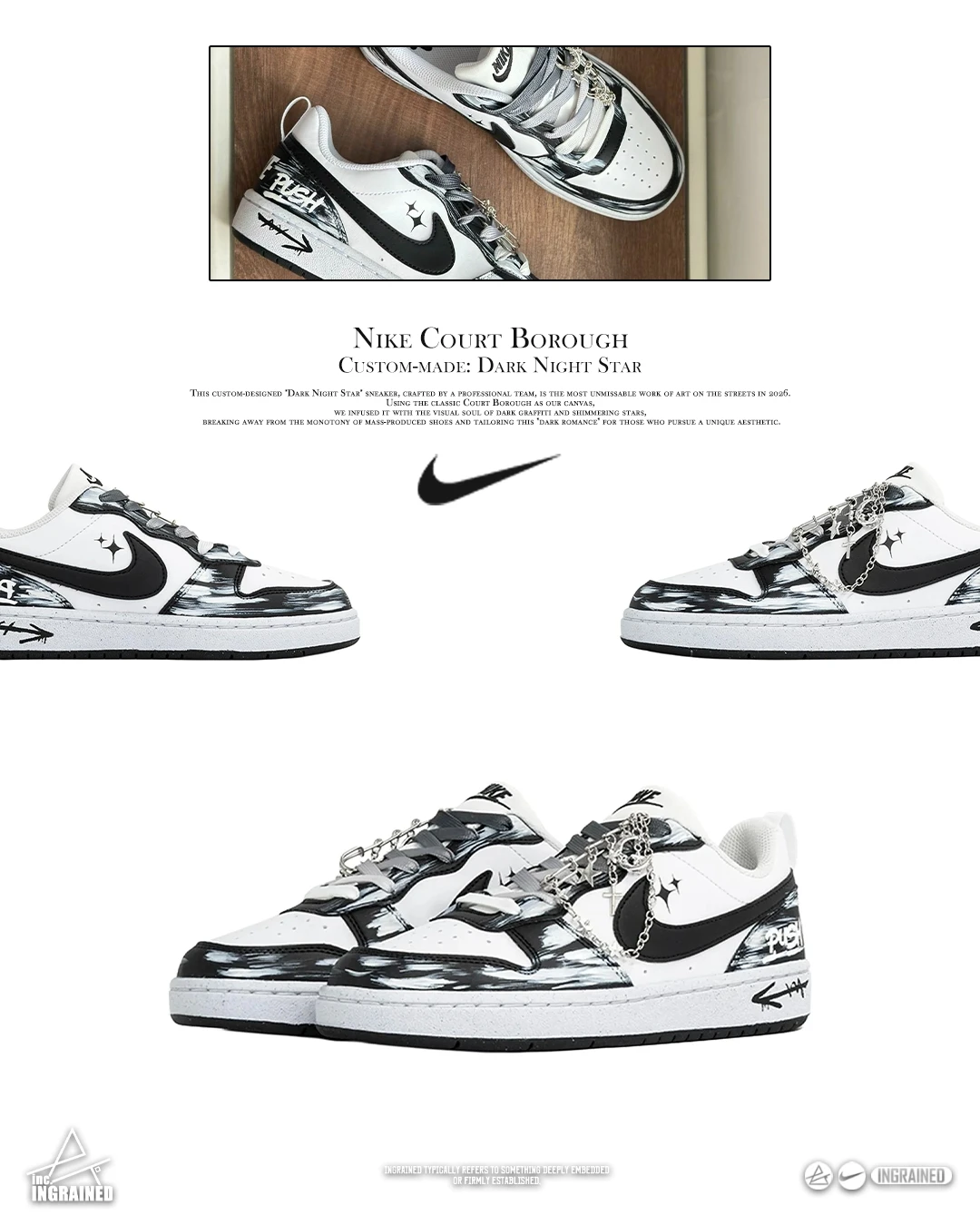 Nike Court Borough 訂製款｜暗夜芒星🌌🖤