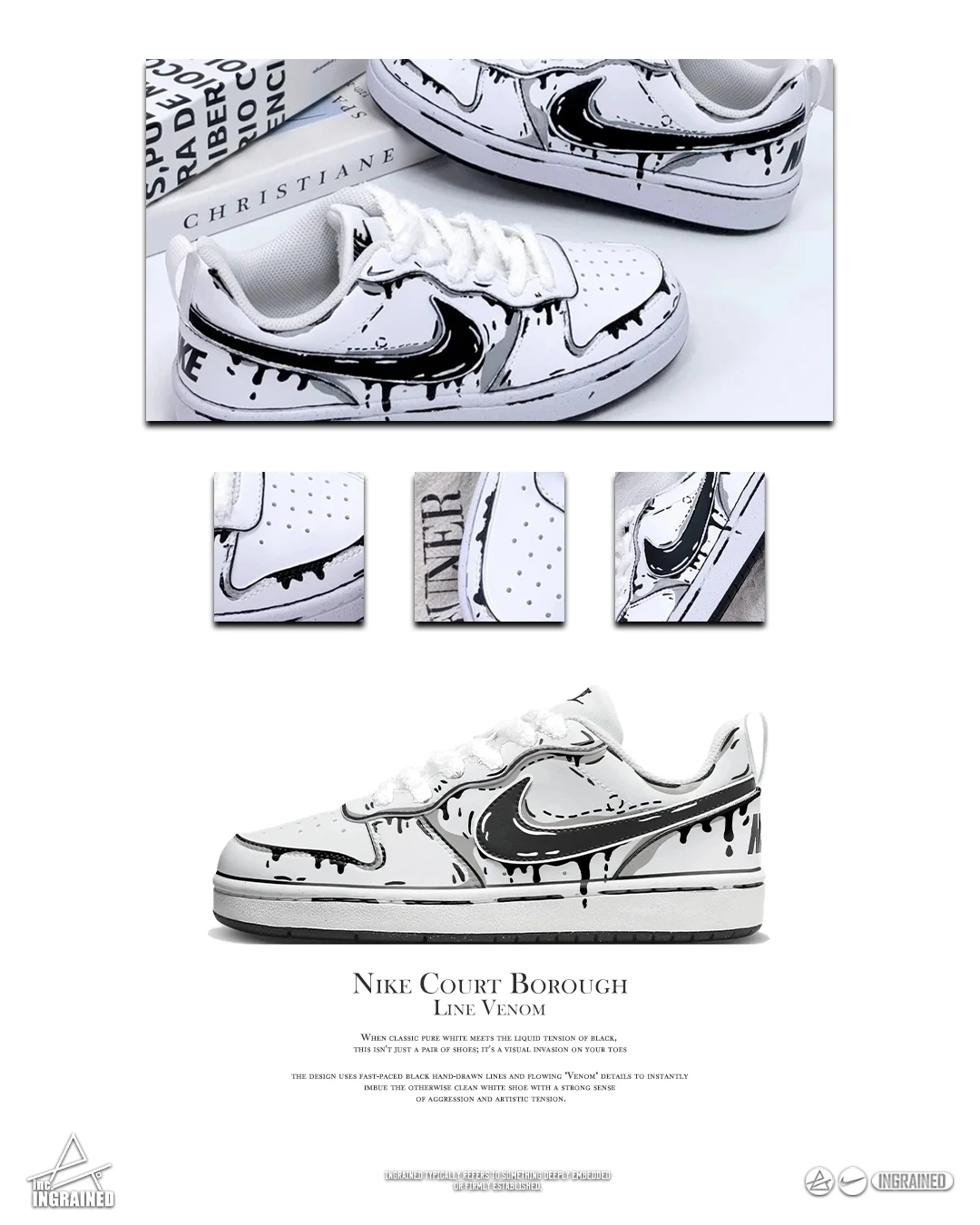 Nike Court Borough 訂製款｜線條毒液 🕷️🖤