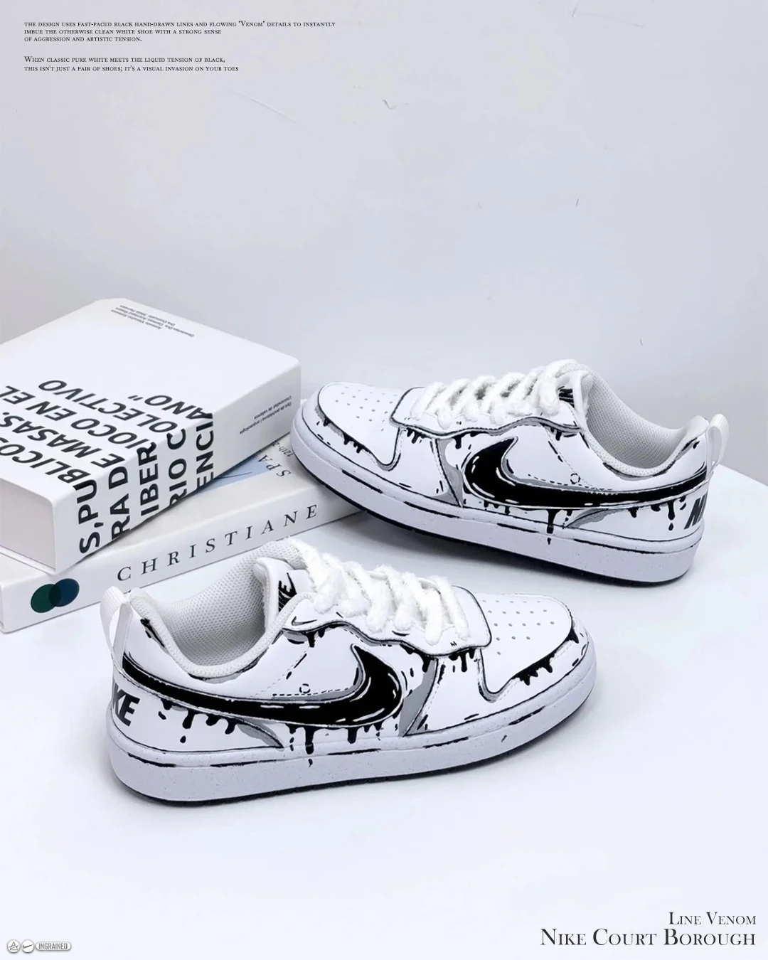 Nike Court Borough 訂製款｜線條毒液 🕷️🖤