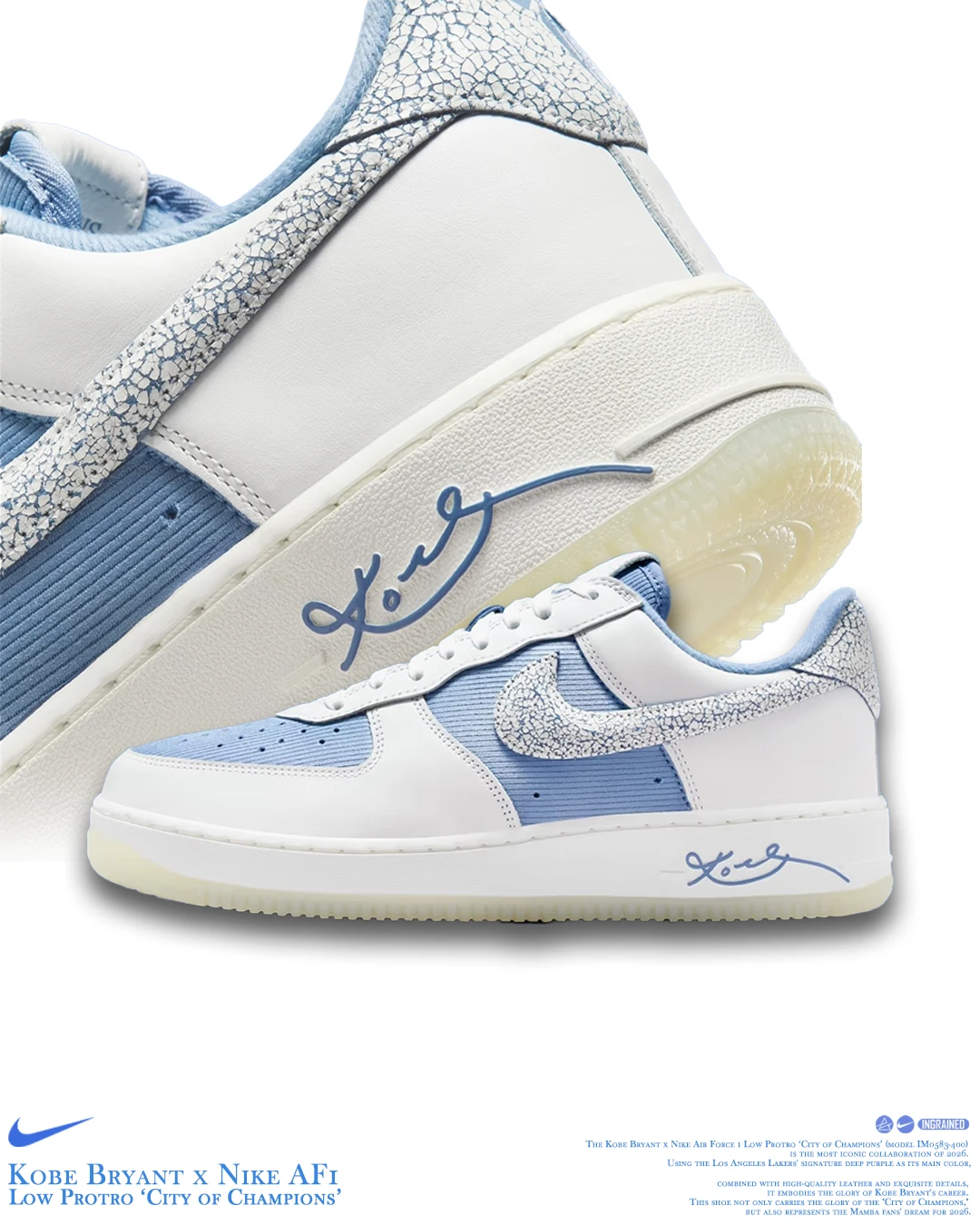 INGRAINED｜Kobe Bryant x Nike Air Force 1 Low Protro "City of Champions" IM0583-400