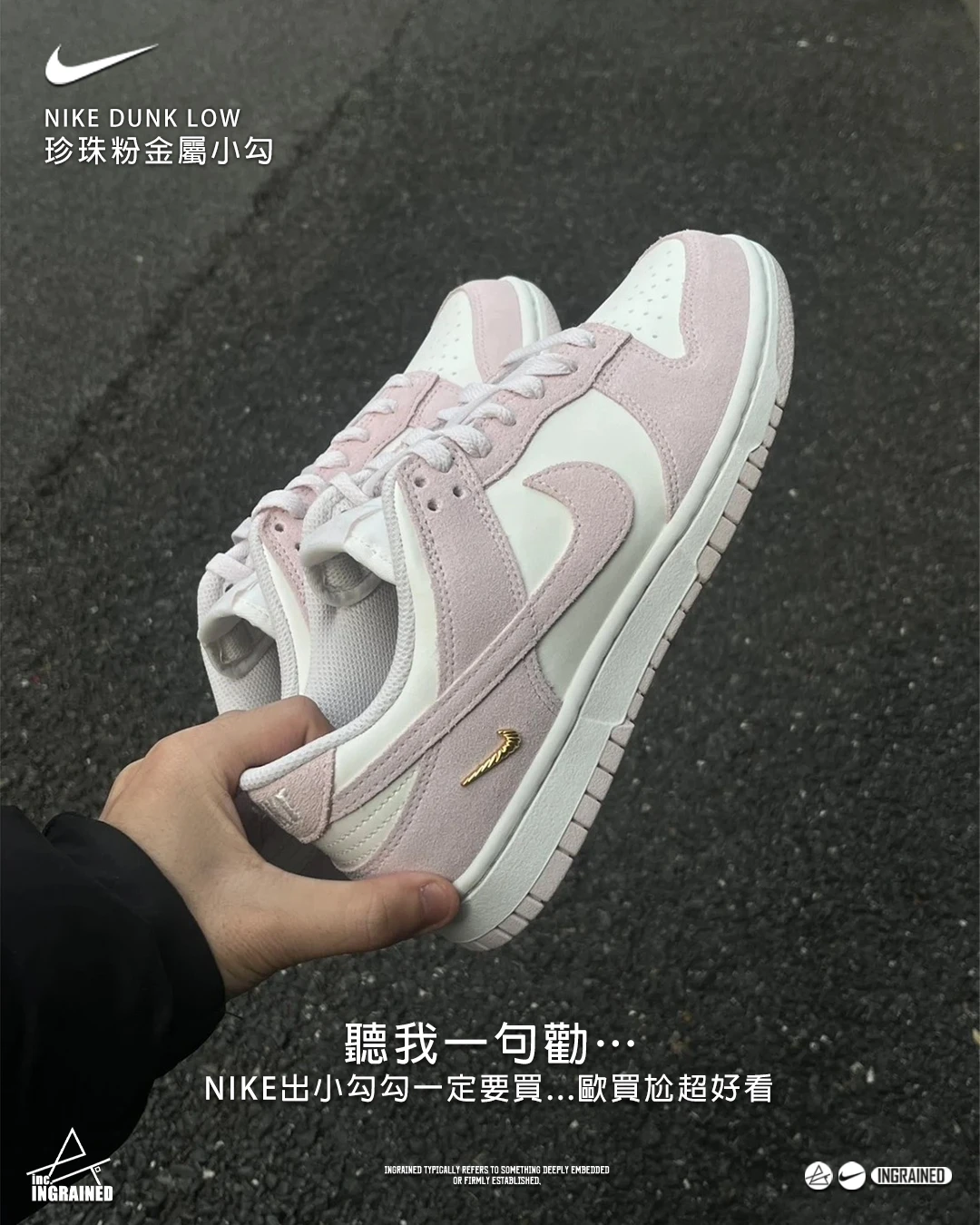 INGRAINED｜Nike Dunk Low｜珍珠粉金屬小勾 IO4244-100