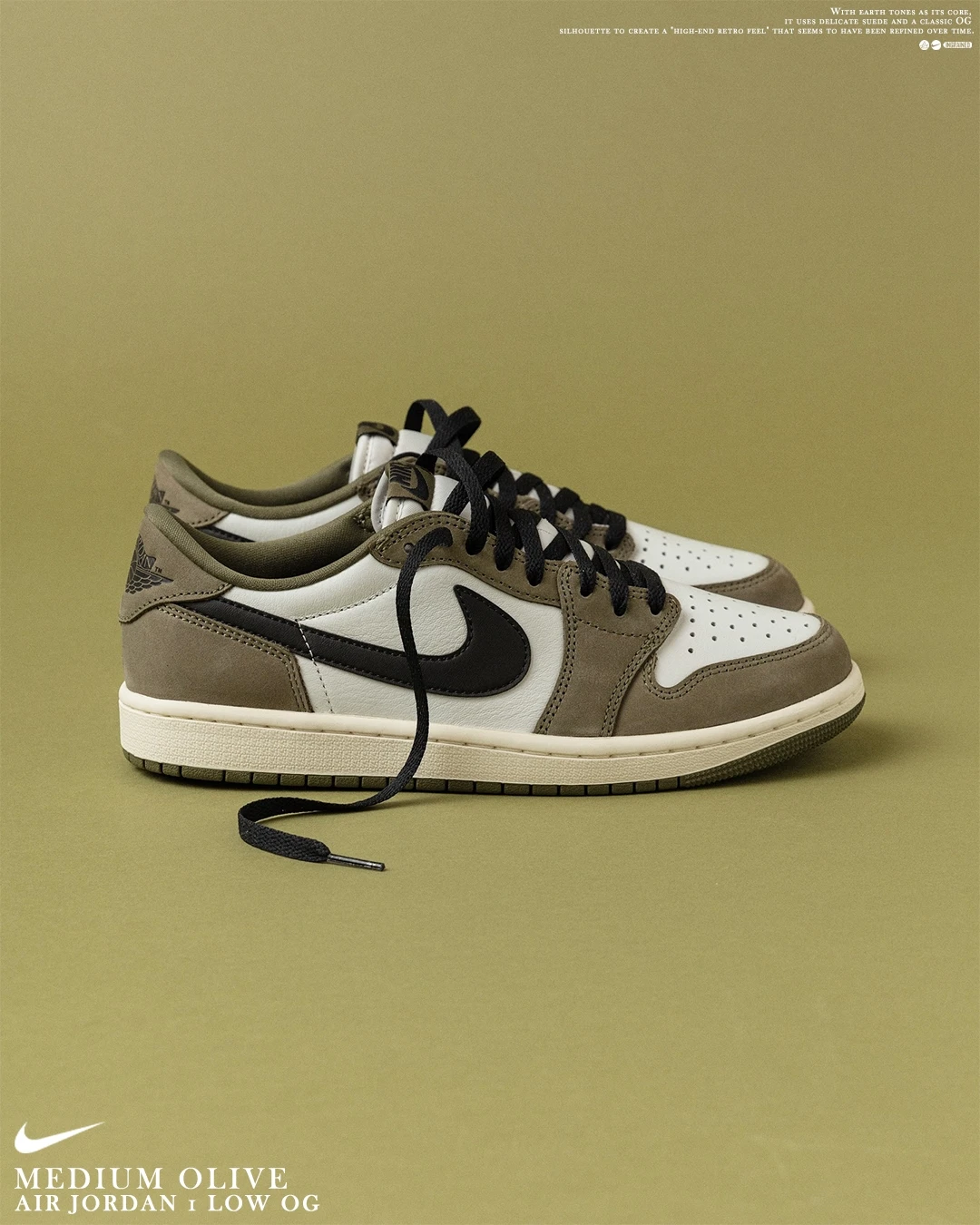 INGRAINED｜Air Jordan 1 Low OG ''Medium Olive''｜橄欖綠 倒鉤平替 HQ6998-200