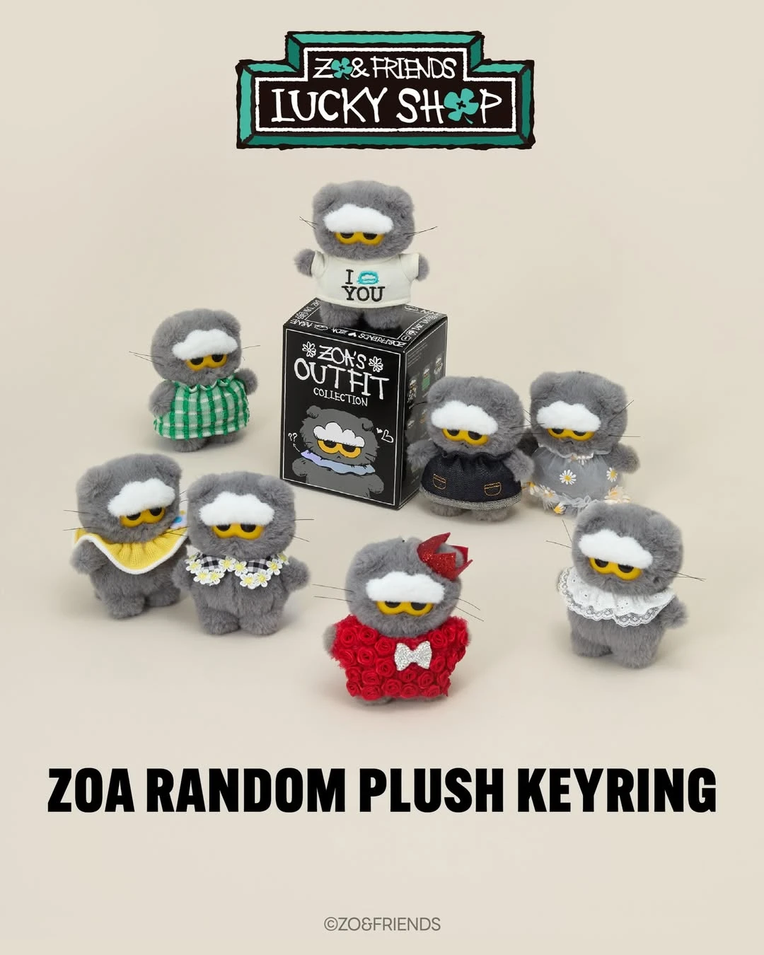 ZO&FRIENDS LUCKY SHOP｜靠枕 小吊飾盲盒 大吊飾盲盒 大容量隨行杯 俄羅斯娃娃 毛絨玩偶 室內拖鞋 睡眠眼罩招財公仔 原子筆 筆記本 zoa貼紙組