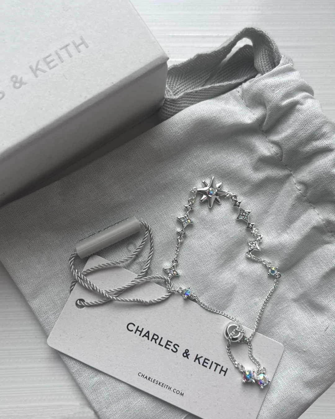 CHARLES & KEITH｜小ck 六芒星之夜系列 可調節手鍊 銀色/玫瑰金