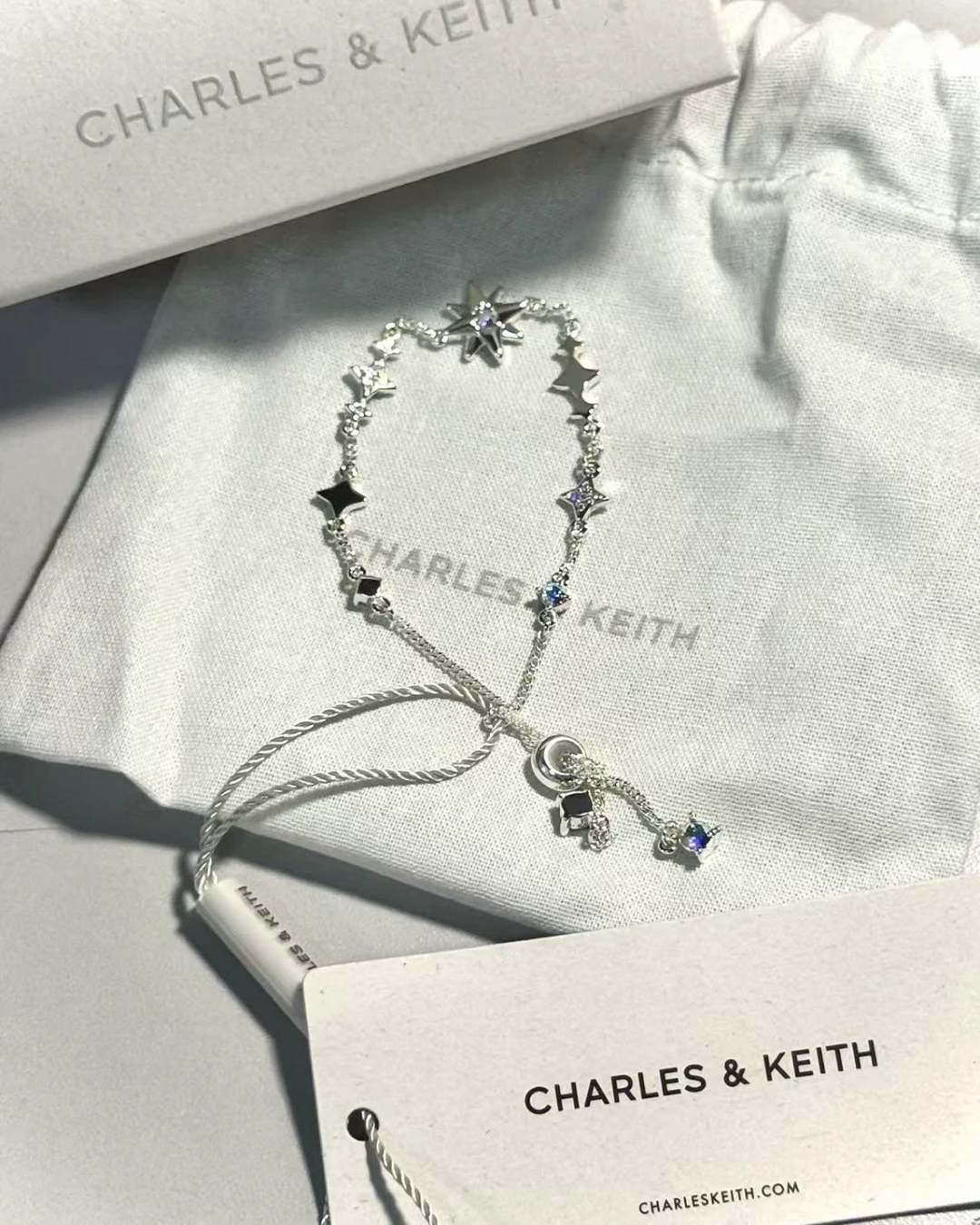 CHARLES & KEITH｜小ck 六芒星之夜系列 可調節手鍊 銀色/玫瑰金