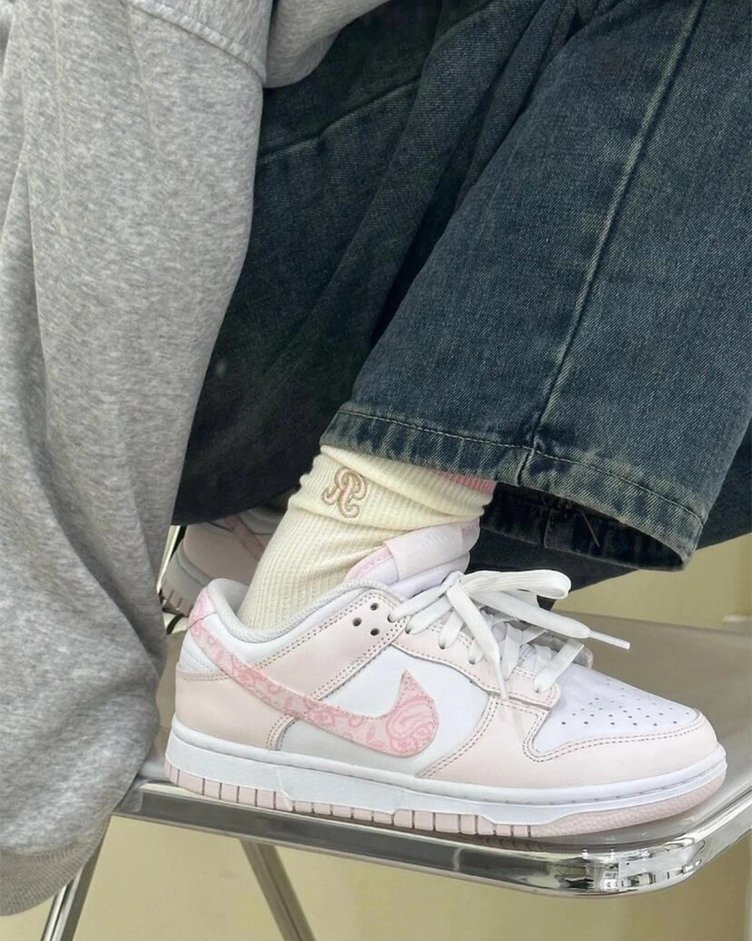 INGRAINED｜Nike Dunk Low Paisley｜櫻花粉 變形蟲 腰果花 白粉 FD1449-100