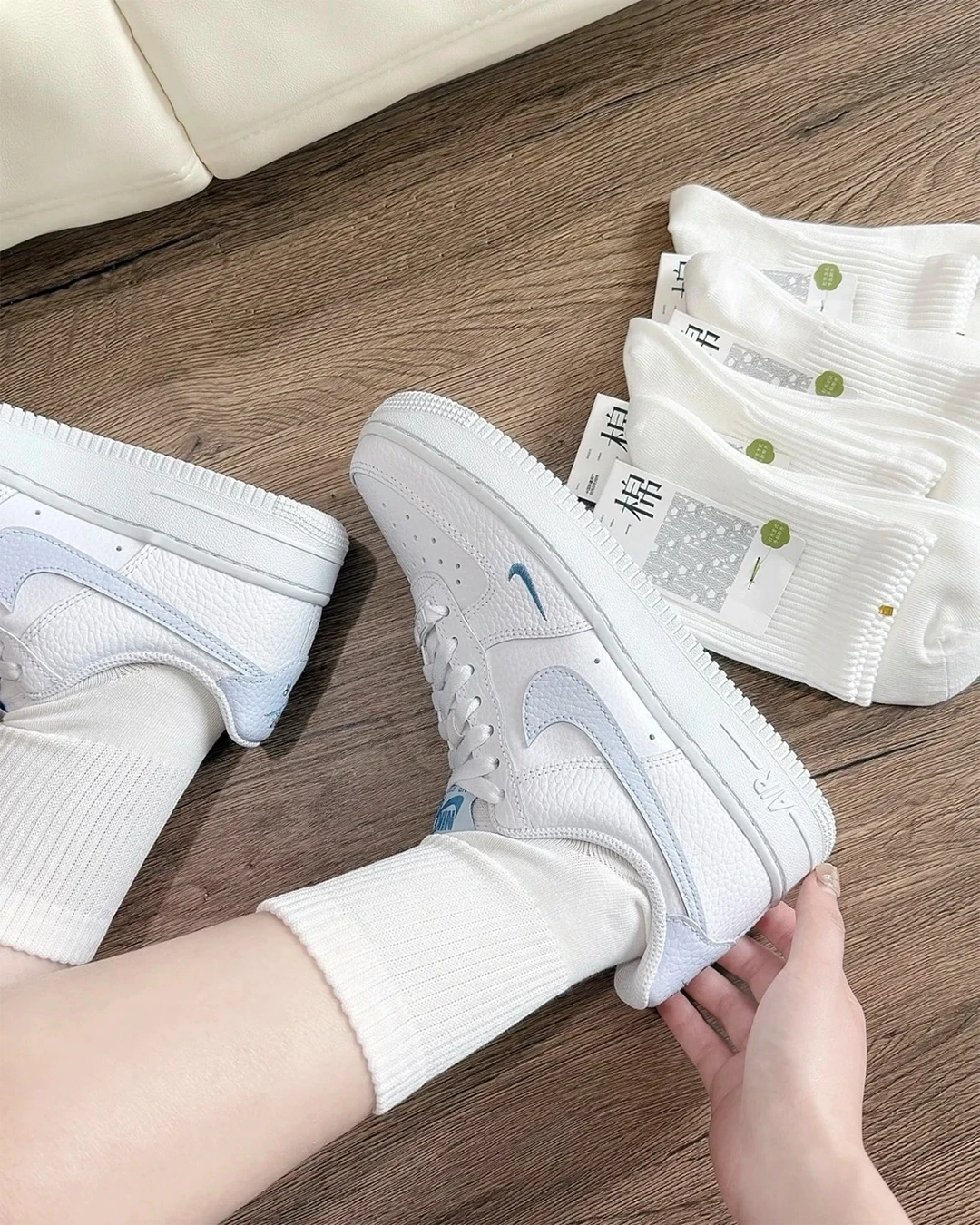 INGRAINED｜Nike Air Force 1 "White Aegean Storm" 蘇打汽水 寶寶藍 荔枝皮 刺繡小勾 HV2511-100