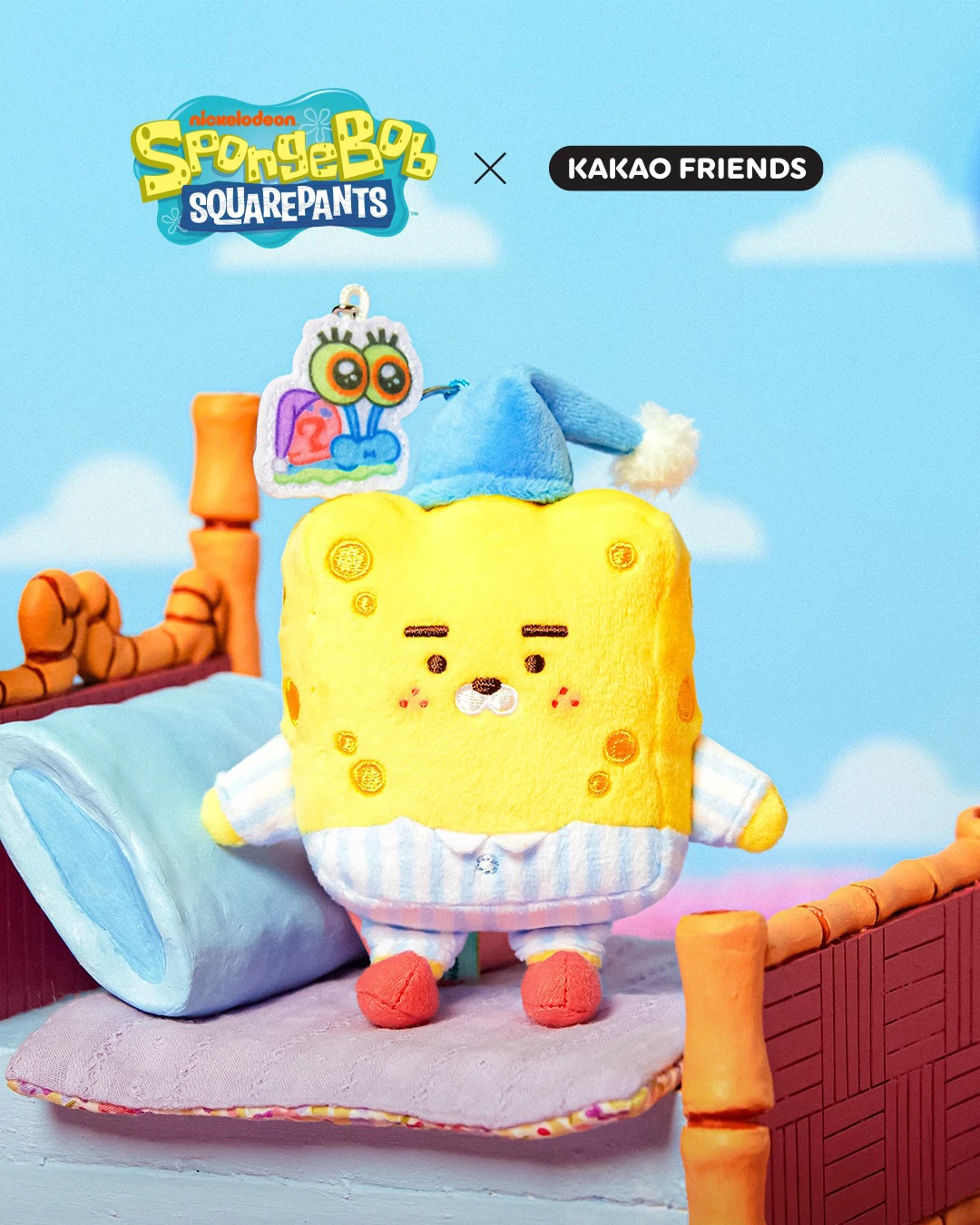 SpongeBob x Kakao Friends ｜韓國限定 聯名款 毛絨玩偶 吊飾 海綿寶寶 萊恩
