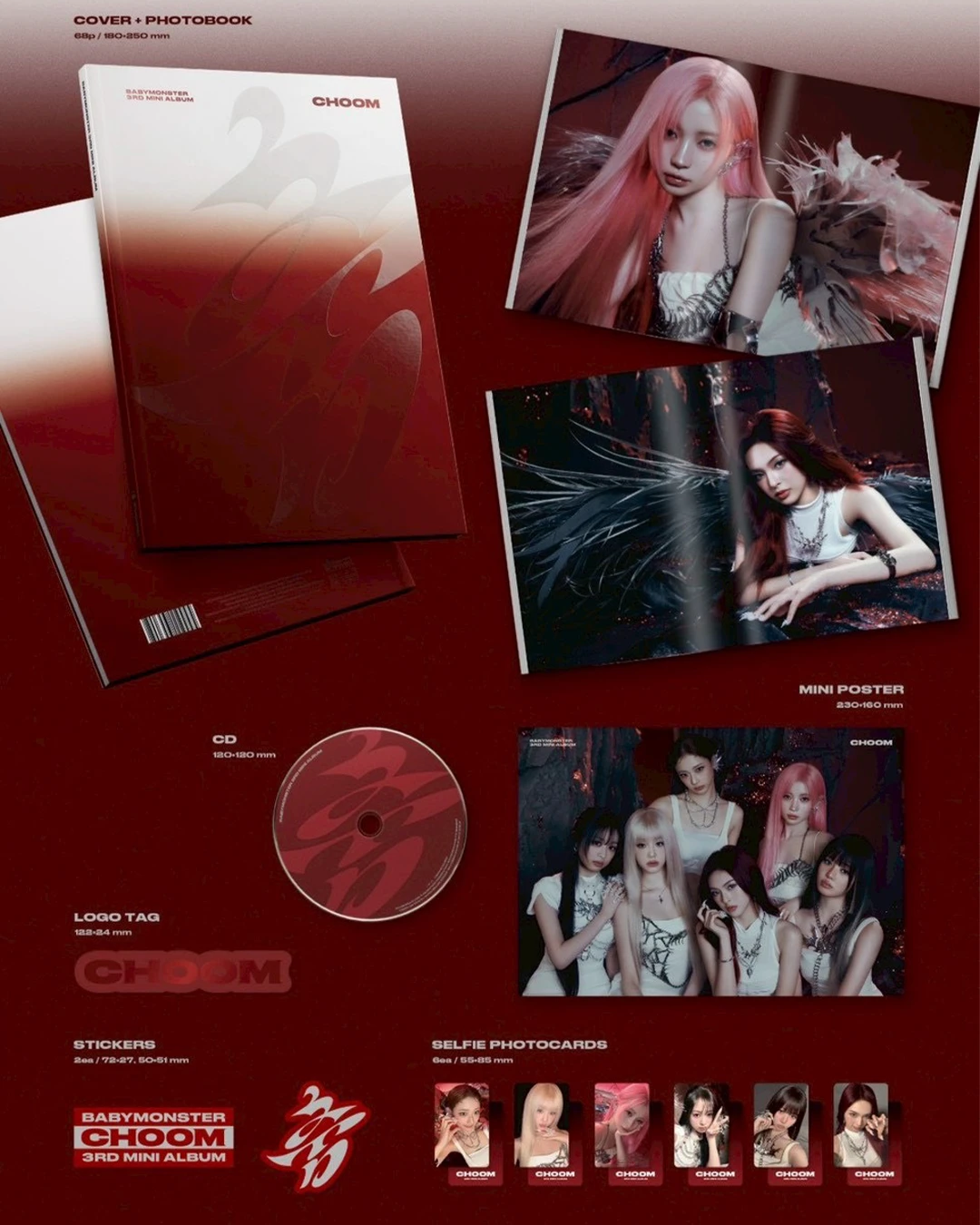 BABYMONSTER｜3rd Mini Album:CHOOM (Crimson  Metallic  Prism  Ver.)第三張迷你專輯