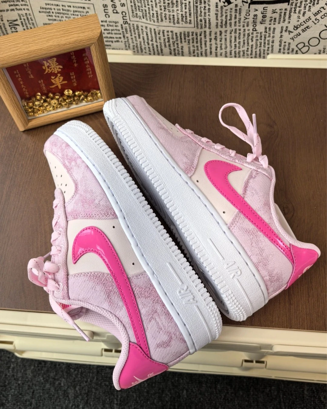 INGRAINED｜Nike Air Force 1｜拼接櫻花粉 草莓泡沫粉 編織 反光勾勾  IR1974-663