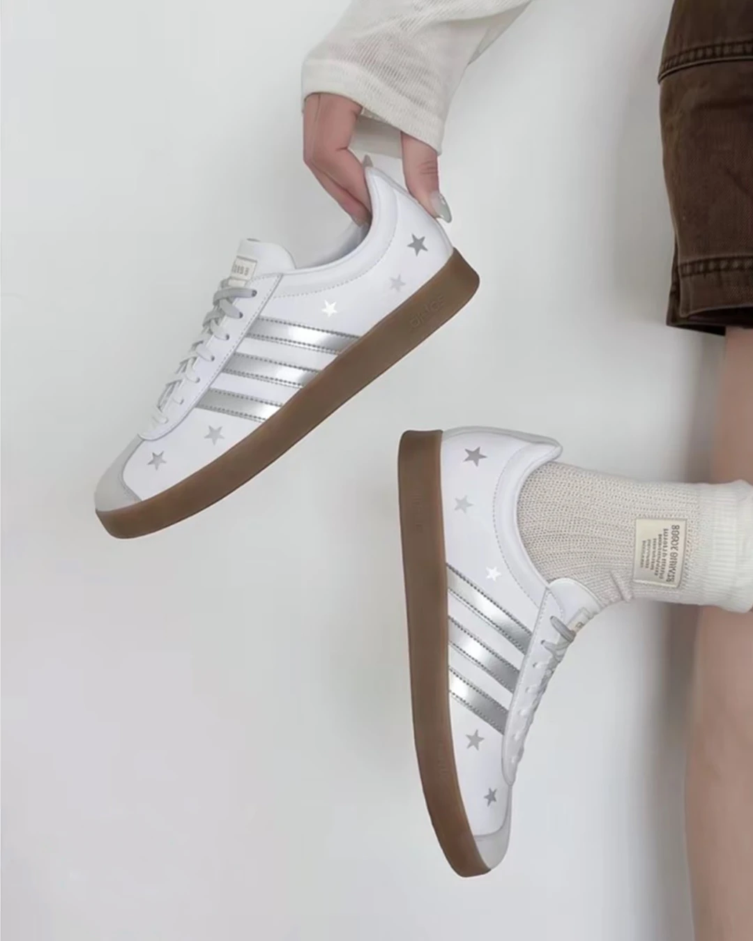 Adidas VL Court Classic｜訂製款 銀河碎星 復古 焦糖底 德訓鞋