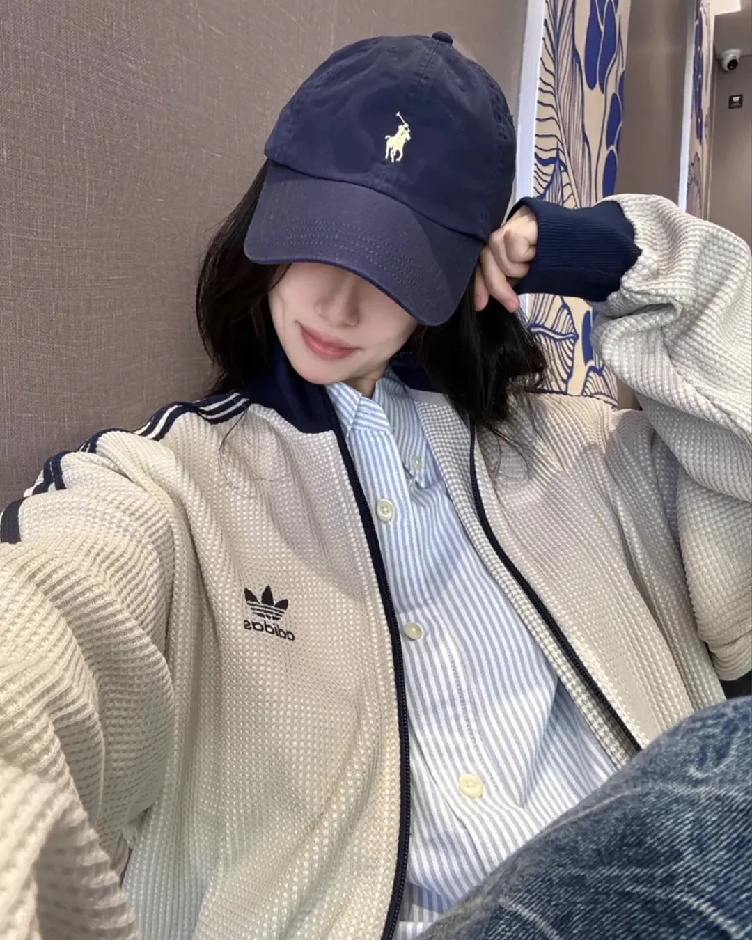 ADIDAS ORIGINALS｜華夫格 立領外套 男款 奶油藍 KC2618