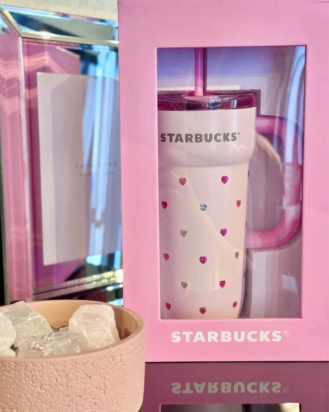 STARBUCKS｜星巴克 星動告白系列 愛心印花 不鏽鋼冰壩杯吸管杯 禮盒裝 670ML