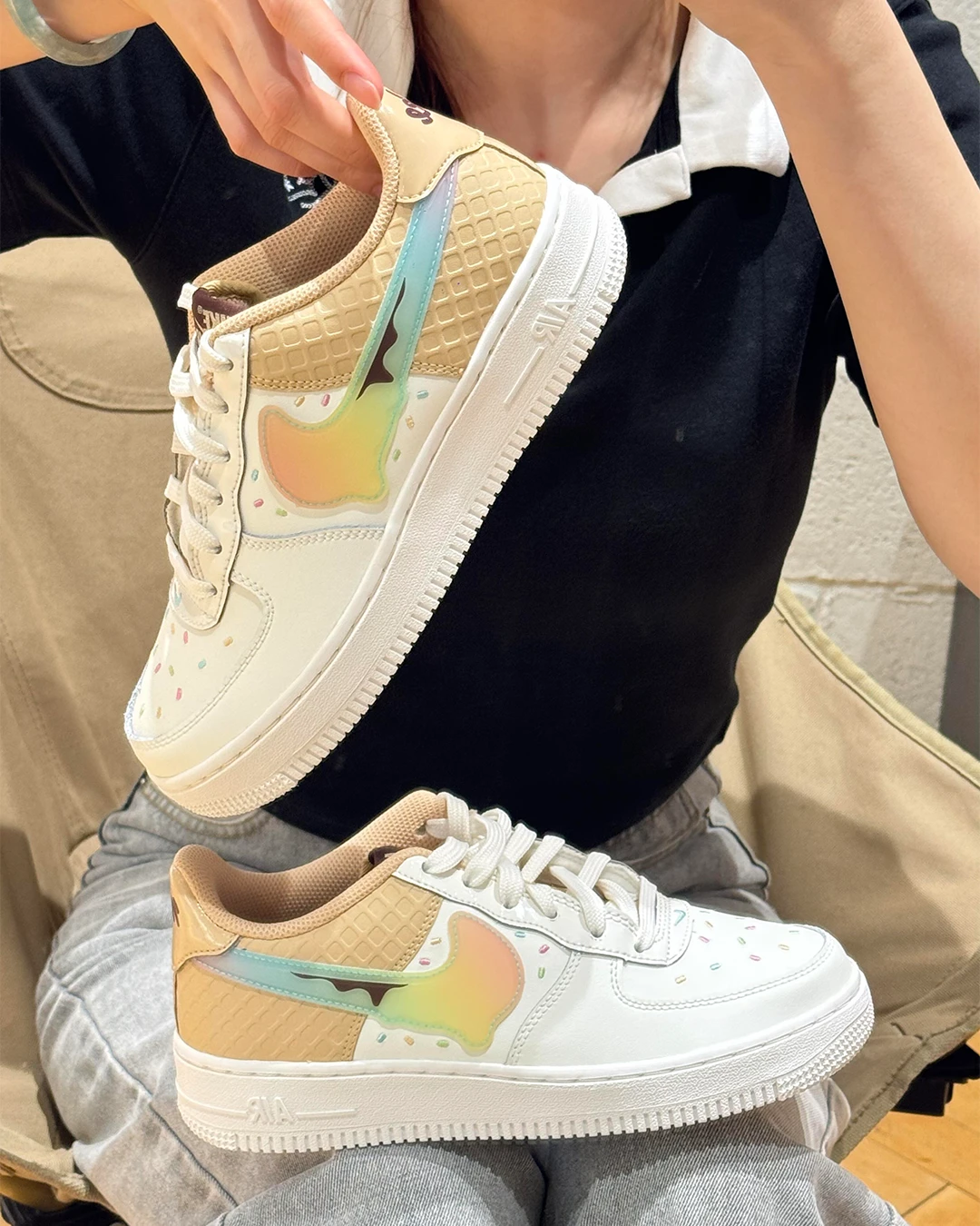 INGRAINED｜Nike Air Force 1｜冰淇淋 童趣 華夫格 限定款 餅乾紋理 IV6209-133