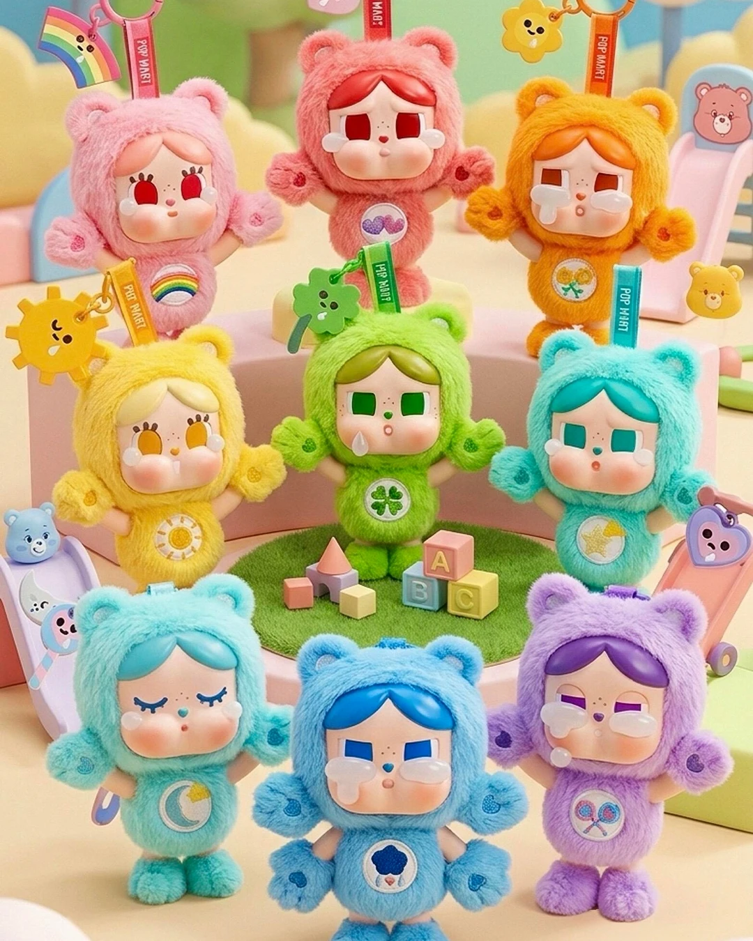 POP MART｜CRYBABY Care Bears系列 聯名款 搪膠毛絨掛件