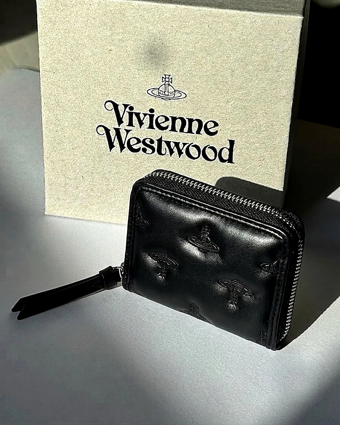 Vivienne Westwood｜ZIP COIN CASE 薇薇安 土星 雲朵 絎縫 拉鍊 零錢包 卡夾 短夾 黑色