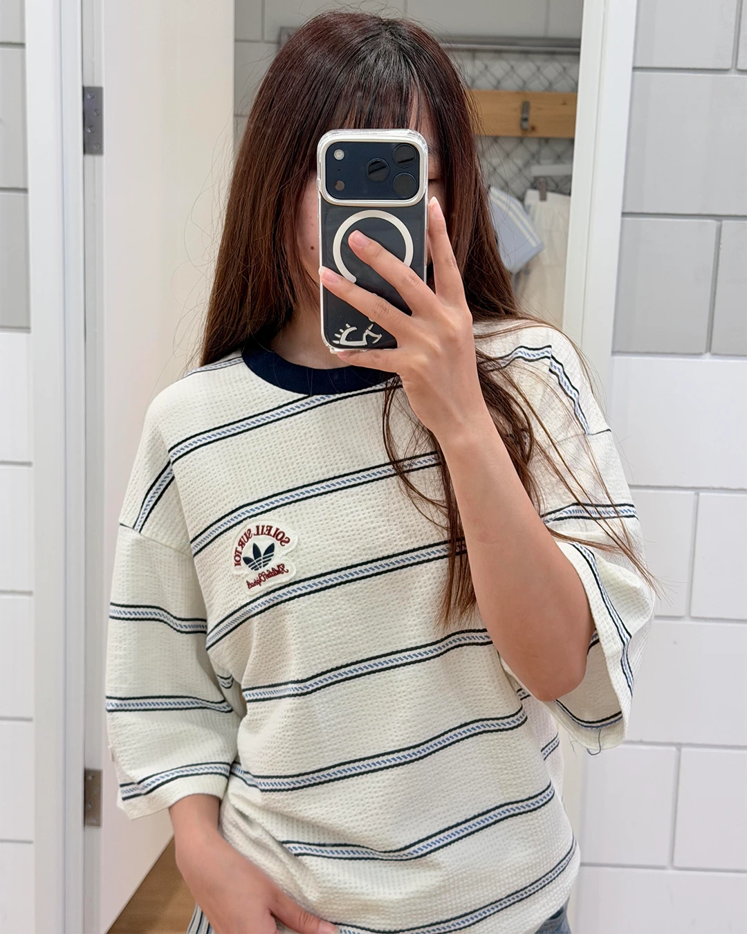 ADIDAS ORIGINALS RESORT S ｜華夫格 條紋 落肩 短袖T 套裝 二色 KW8247 KW8248