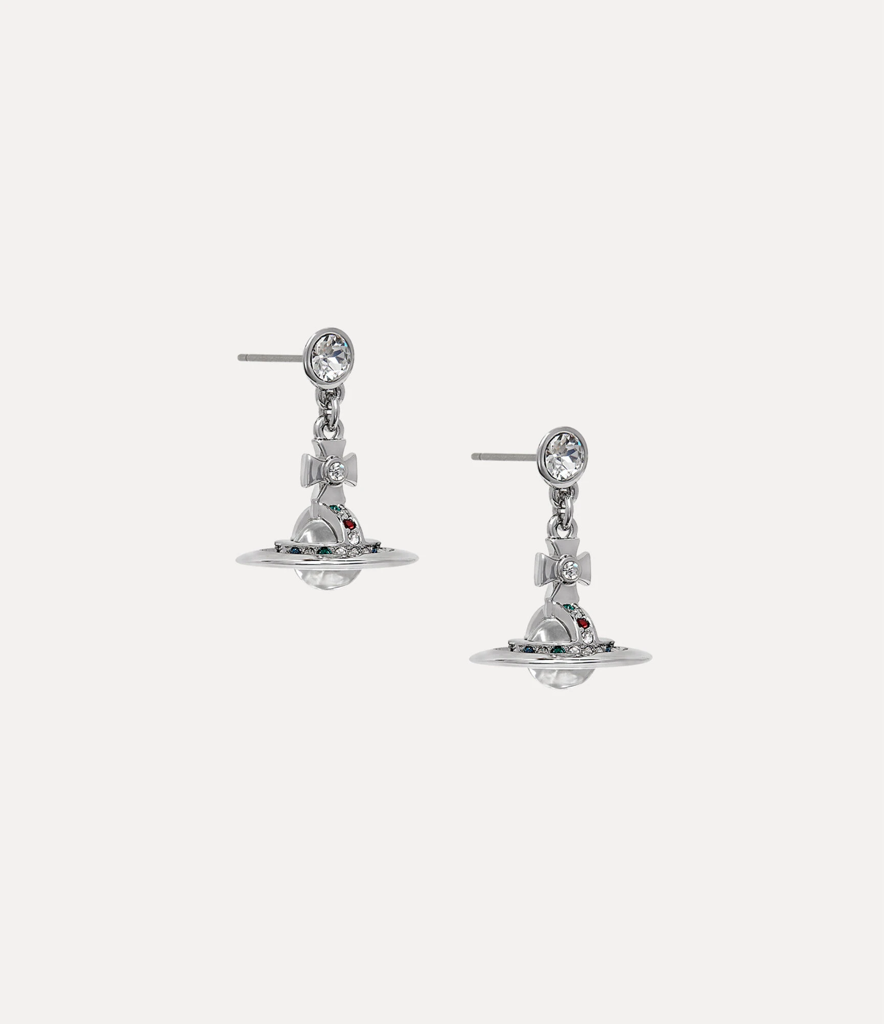 Vivienne Westwood｜New Petite Orb 迷你土星耳環 銀色 多彩水鑽 西太后 薇薇安