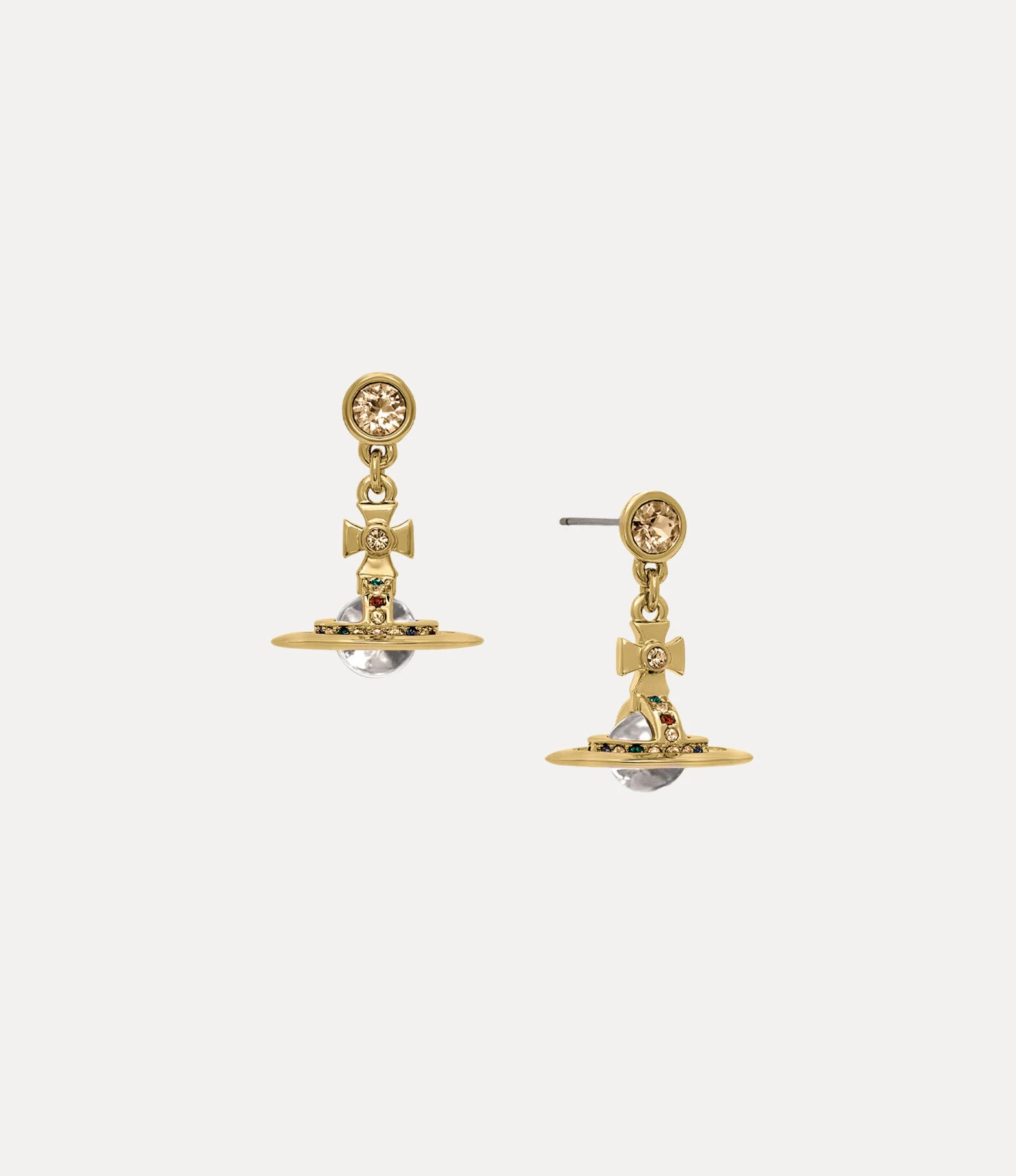 Vivienne Westwood｜New Petite Orb 迷你土星耳環 金色 施華洛世奇水鑽
