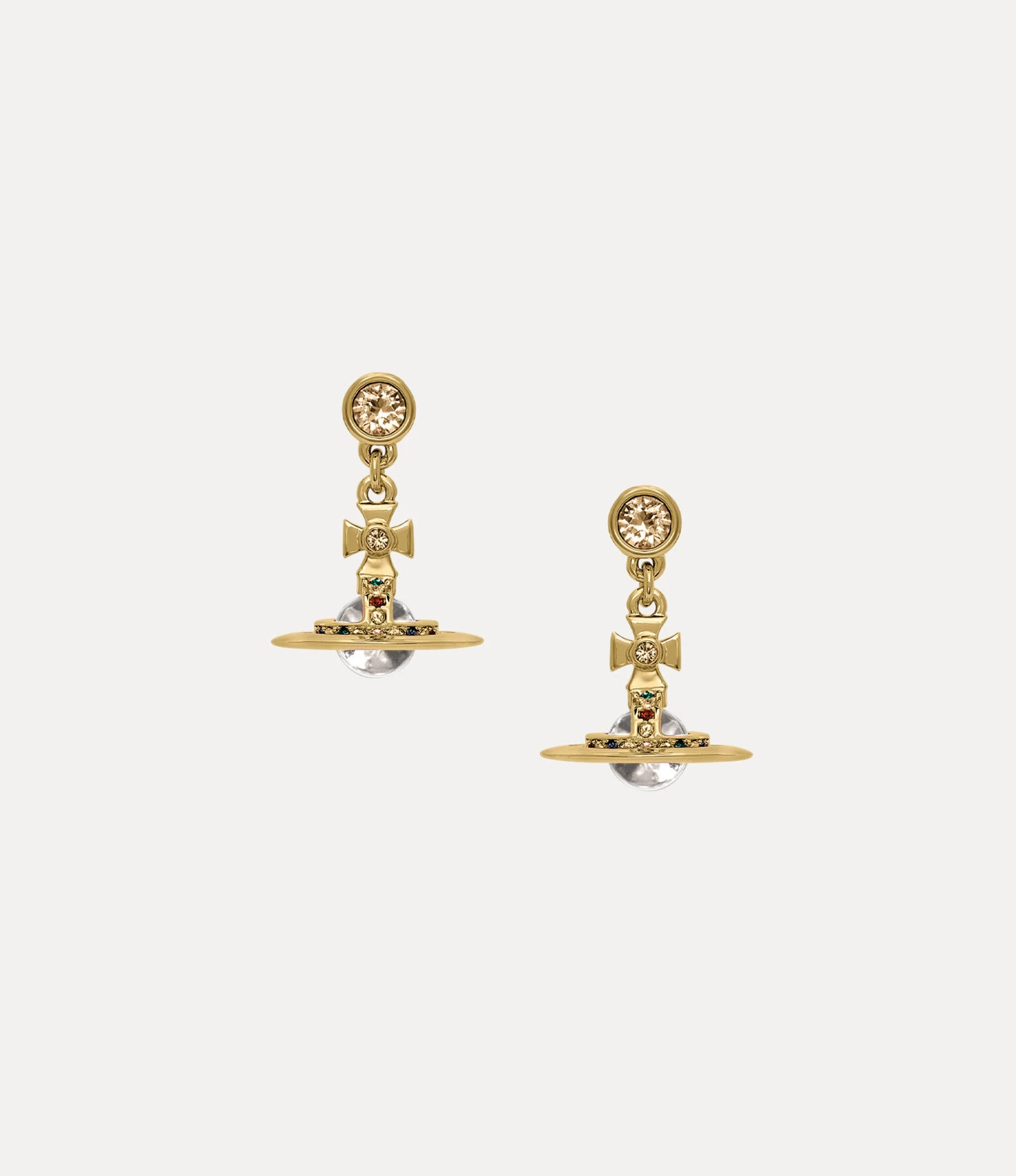 Vivienne Westwood｜New Petite Orb 迷你土星耳環 金色 施華洛世奇水鑽