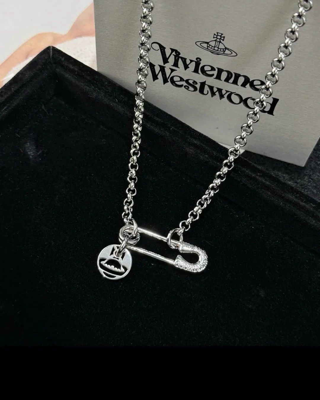 Vivienne Westwood ｜MAN IMOGENE NECKLACE西太后 薇薇安 別針項鍊 迴紋針 土星 貝爾徹鏈 銀色 黃銅 中性