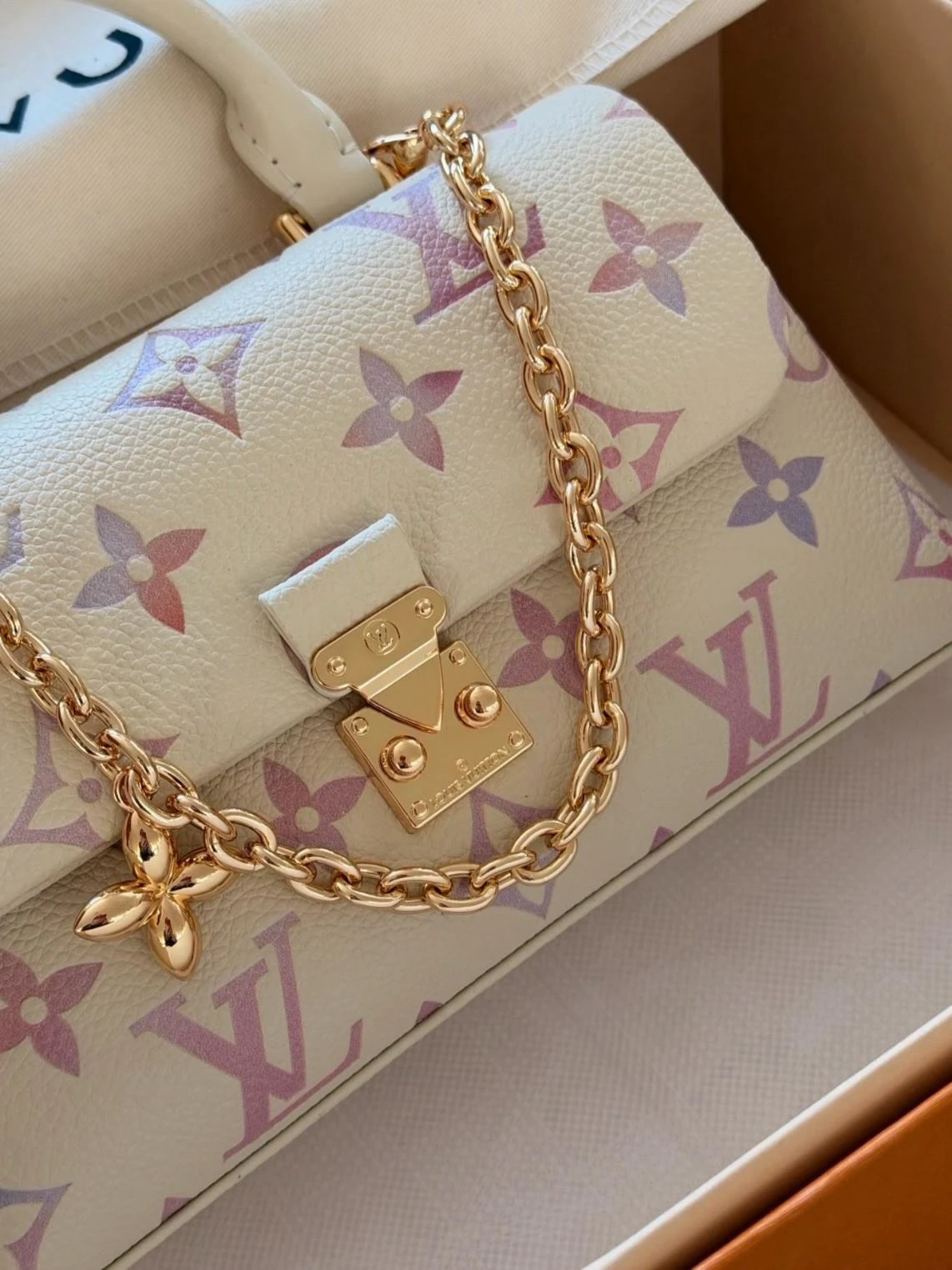 Louis Vuitton｜Nano Madeleine 漸層 可拆卸鏈條 手提包 女款 米白漸變色  夢幻粉紫