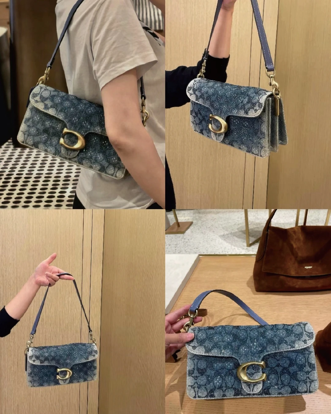 COACH｜ 經典老花 滿鑽 金屬LOGO 精緻 穿搭 復古貴氣