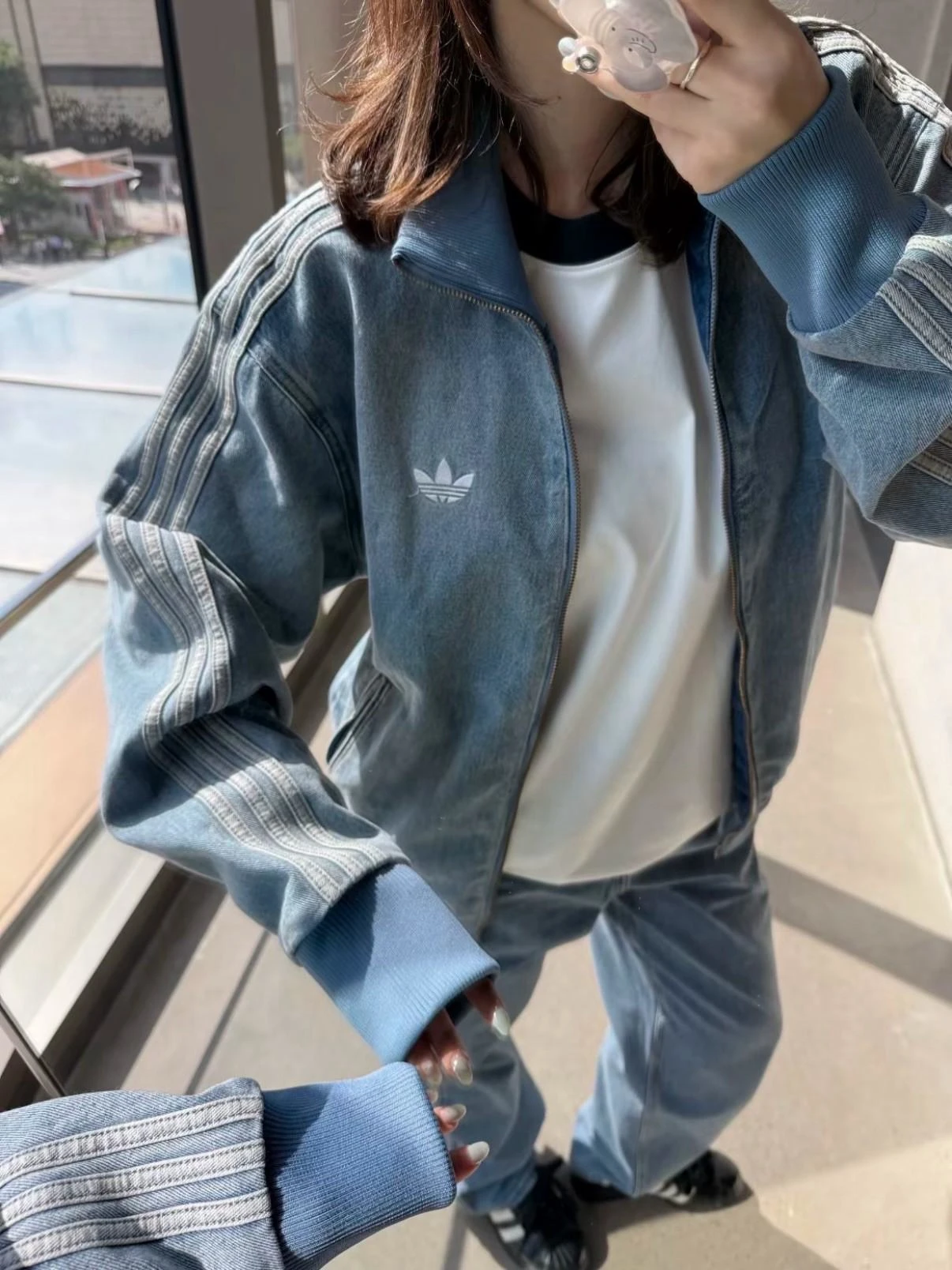 ADIDAS ORIGINALS FIREBIRD｜愛迪達 水洗做舊 牛仔丹寧 立領 外套 KS4970