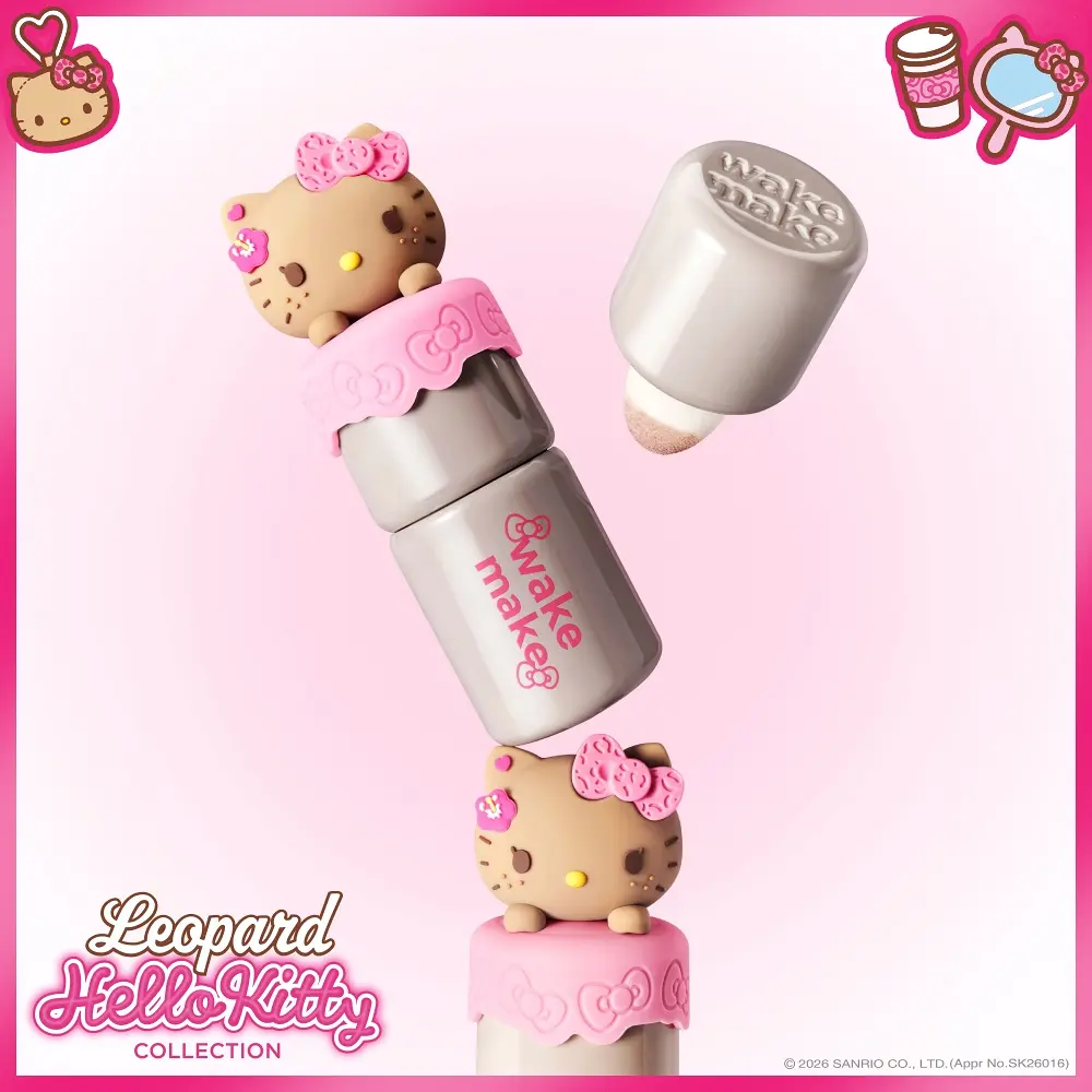 WAKEMAKE Hello Kitty｜豹紋Hello Kitty  修容色號新品 WAKEMAKE 搖搖柔焦腮紅 修容