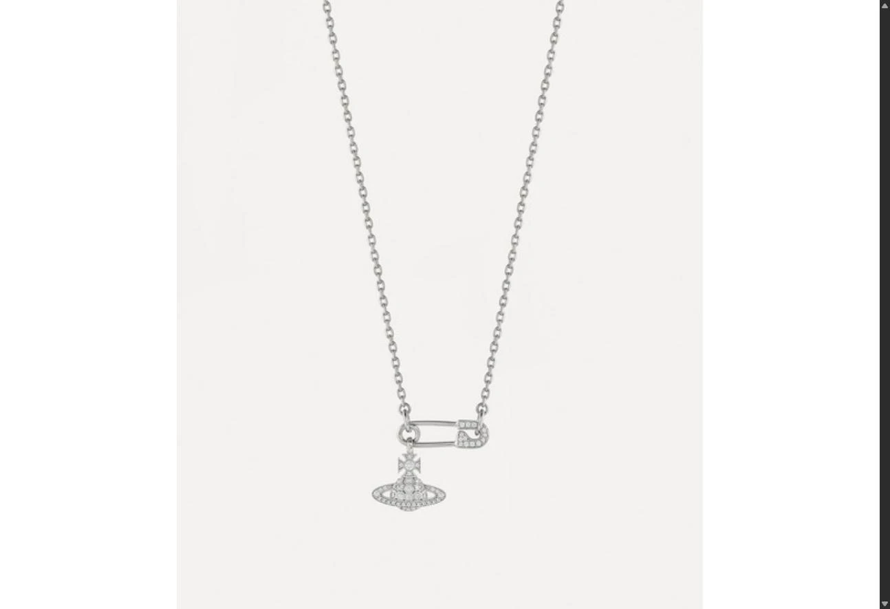 Vivienne Westwood｜Lucrece Pendant 別針土星滿鑽項鍊 銀色