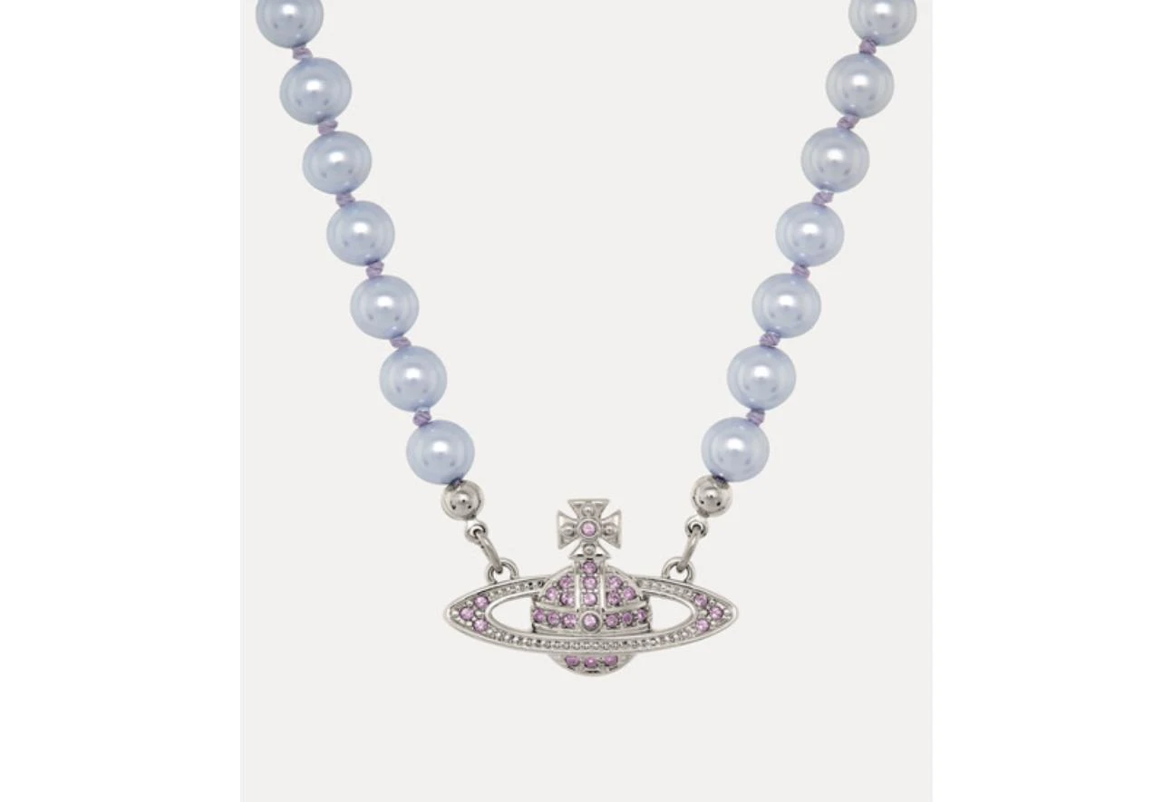 Vivienne Westwood｜Mini Bas Relief Pearl Choker 土星珍珠頸鍊 薰衣草紫
